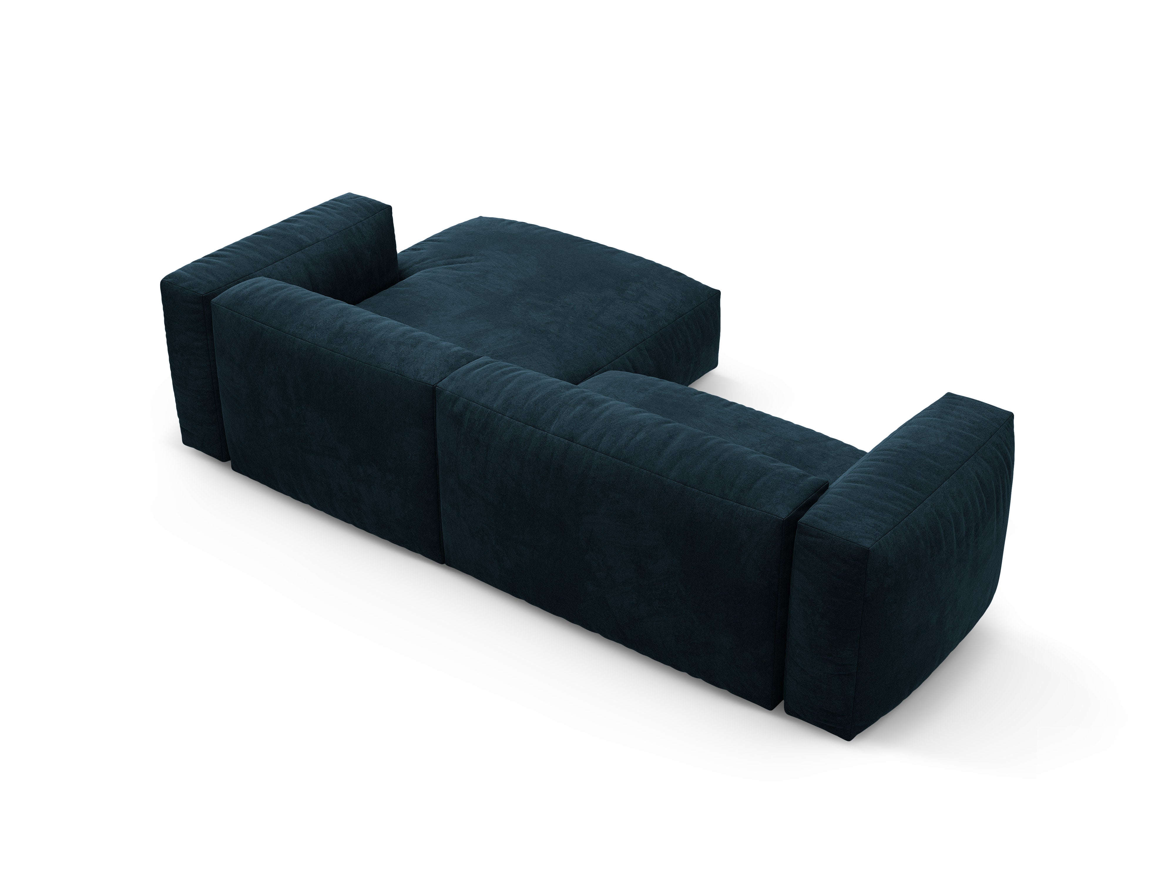 Right-facing velvet corner sofa with sleeping function MARTINA deep petrol