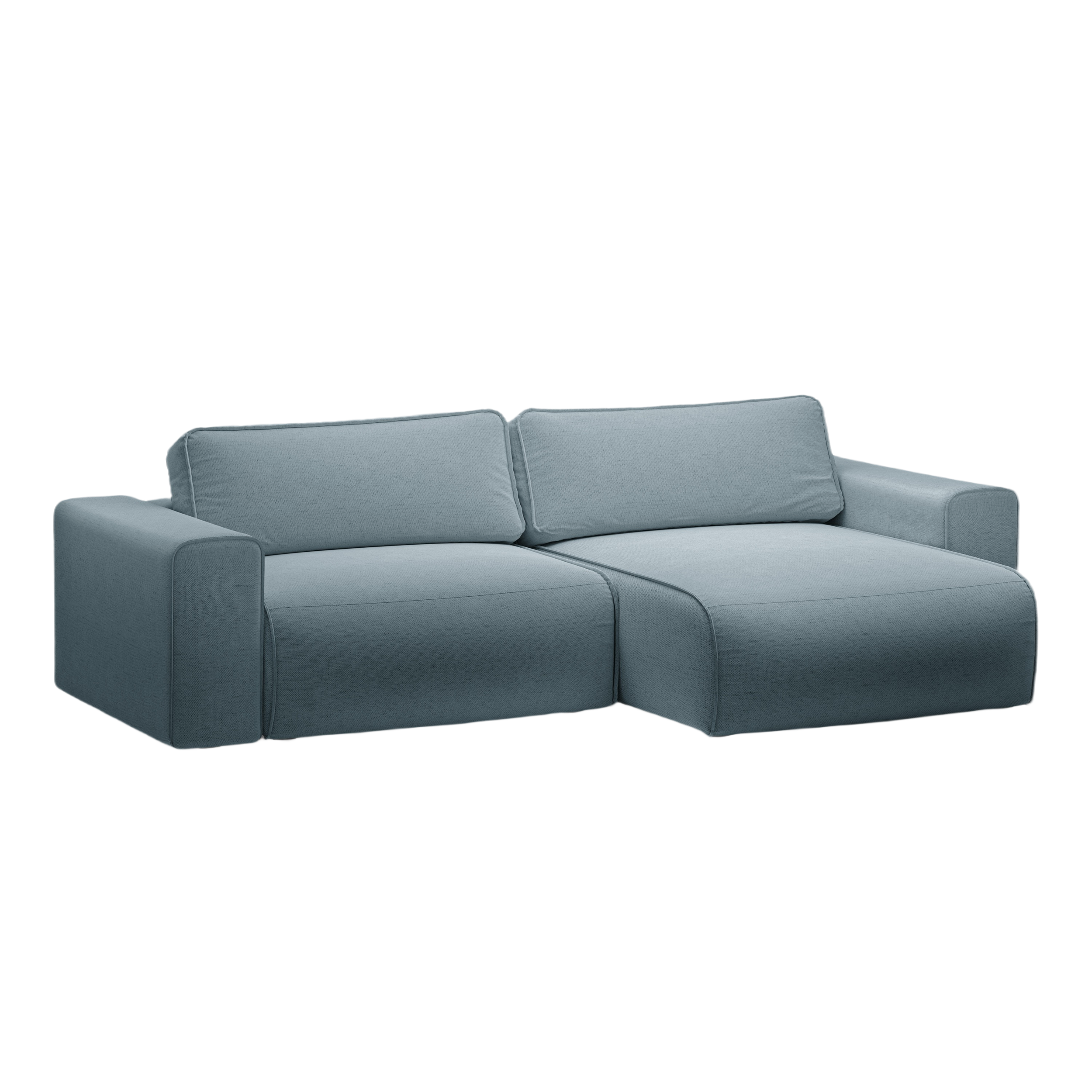 Right-facing 3-seater sofa bed VICTOR light blue chenille