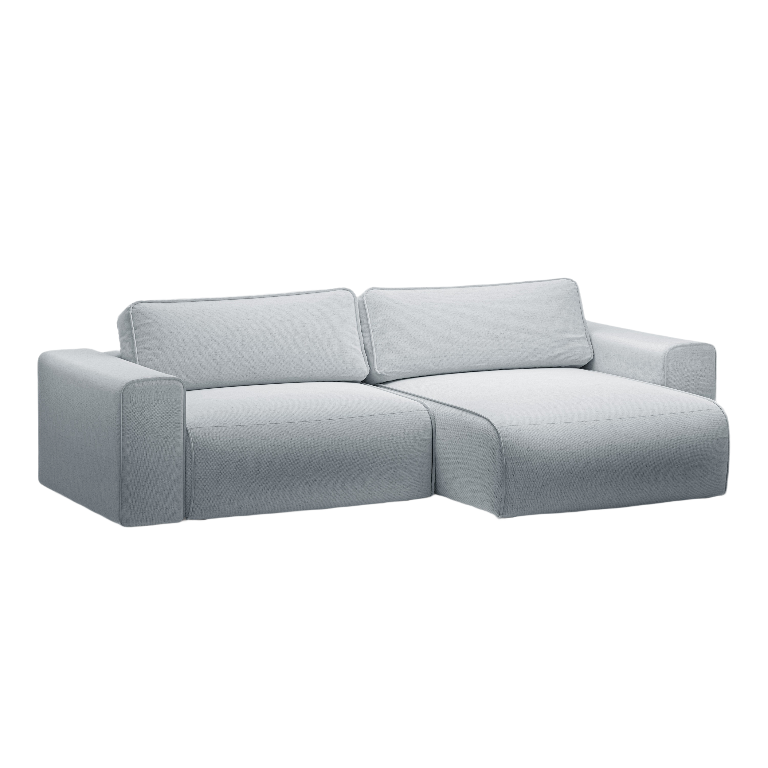 Right-facing 3-seater sofa bed VICTOR light gray chenille