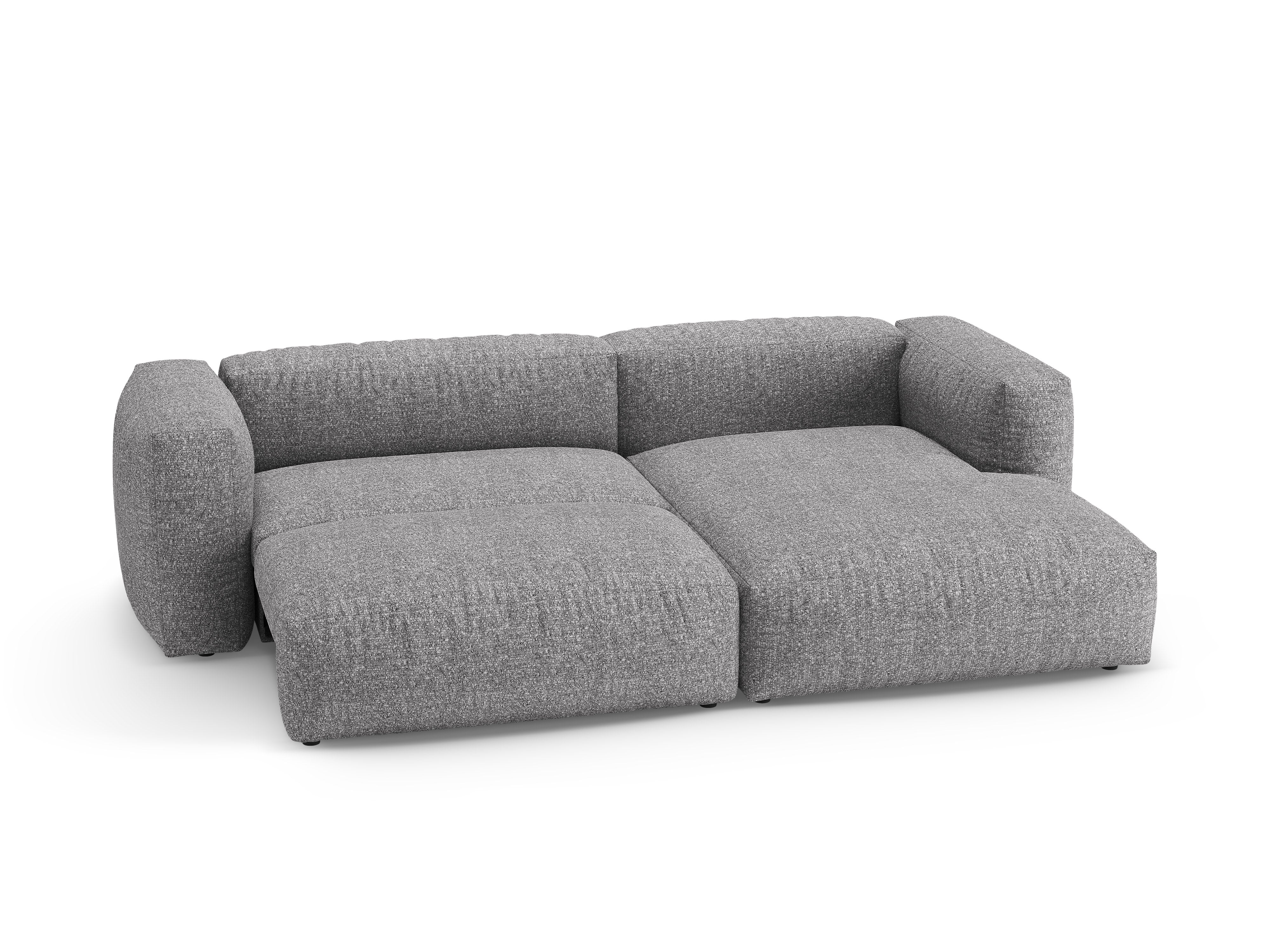 Right-facing corner sofa bed MARTINA in graphite boucle