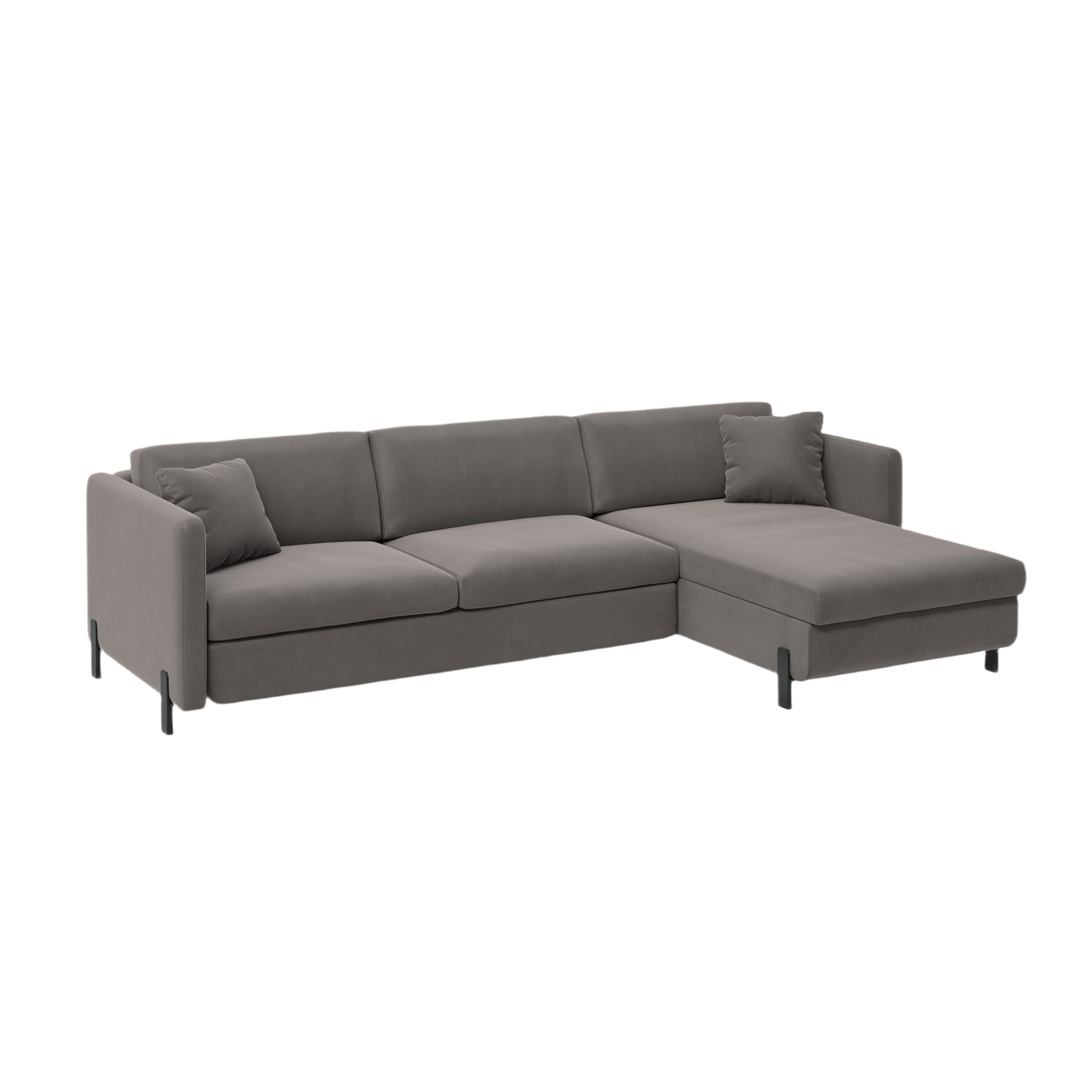 Right-facing velvet corner sofa with sleeping function GLORIA gray