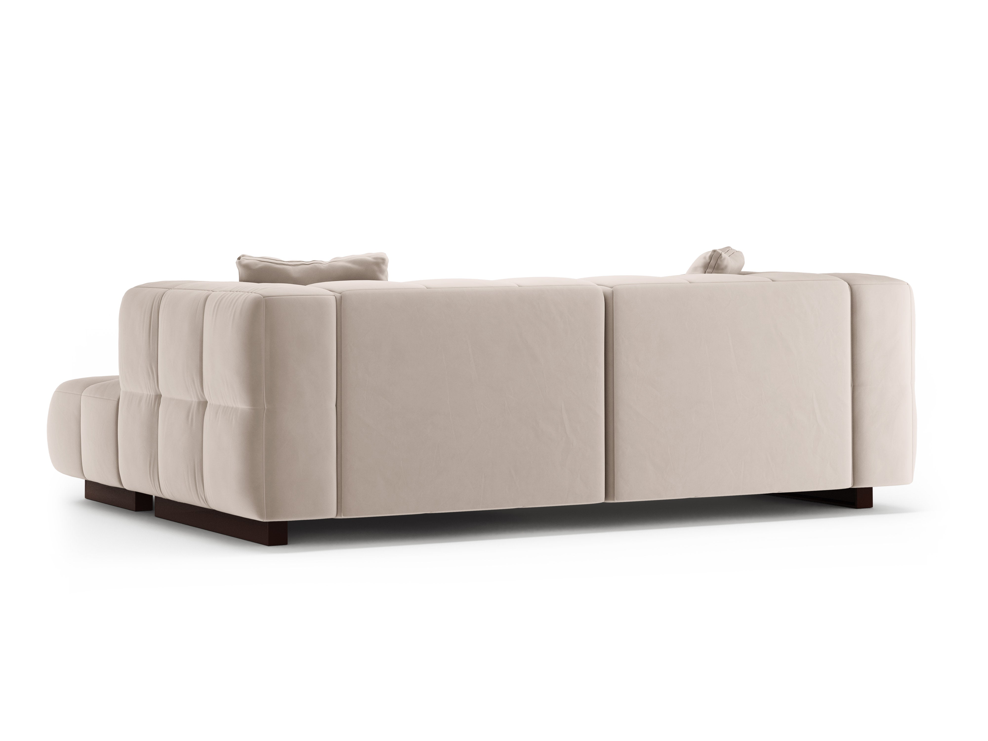 Beige Right-Hand Velvet Corner Sofa Bed PUMA