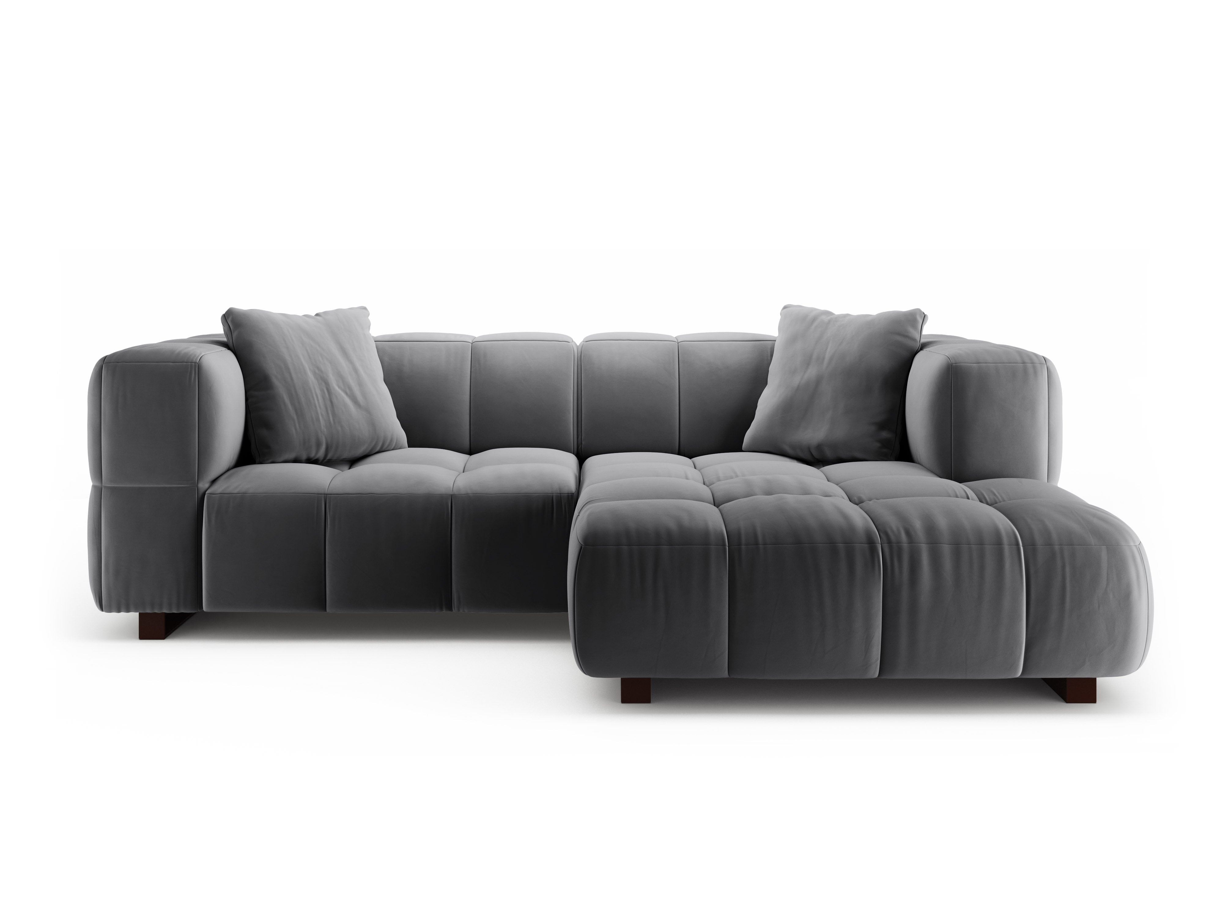 Right-facing velvet corner sofa with sleeping function PUMA gray