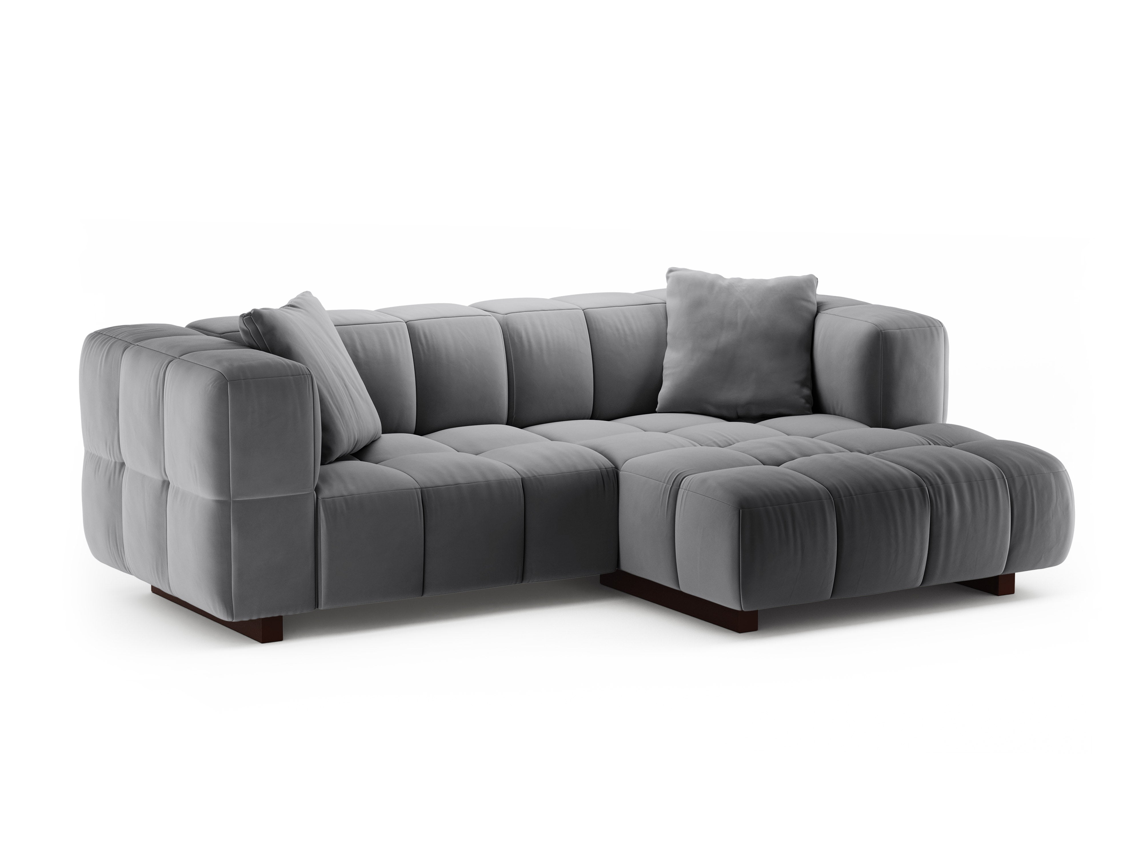 Right-facing velvet corner sofa with sleeping function PUMA gray