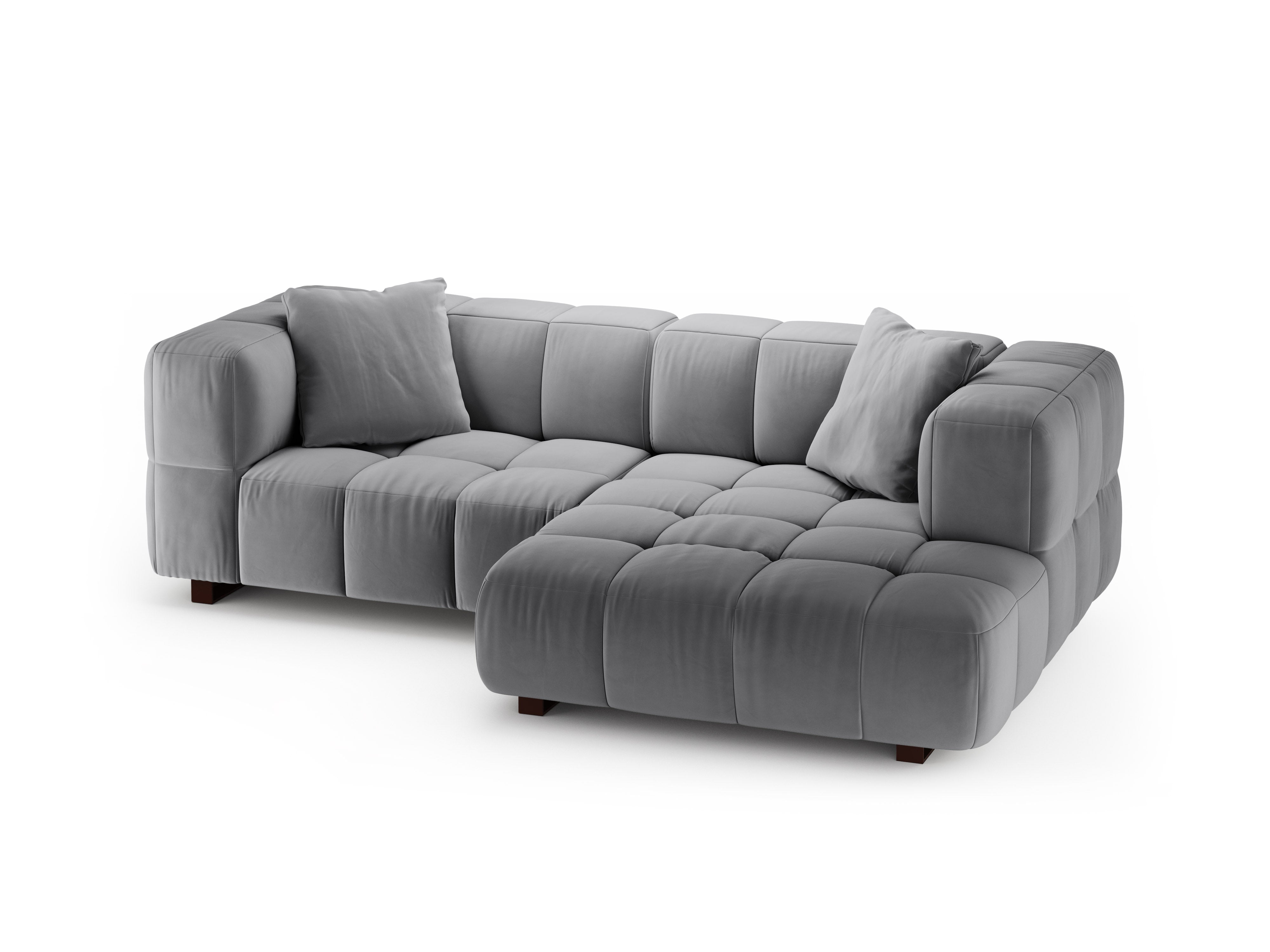 Right-facing velvet corner sofa with sleeping function PUMA gray