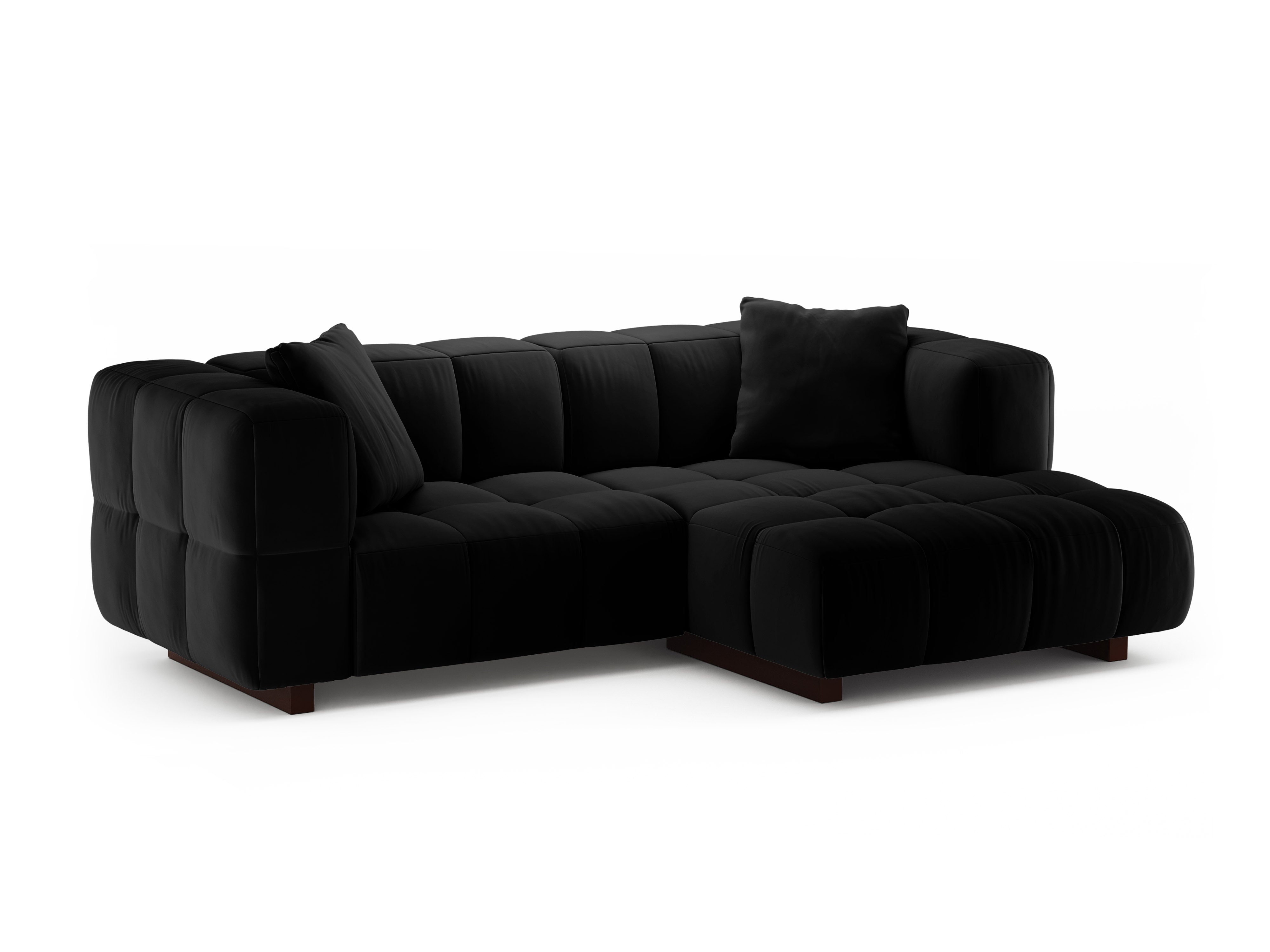 Black velvet right-facing corner sofa bed PUMA