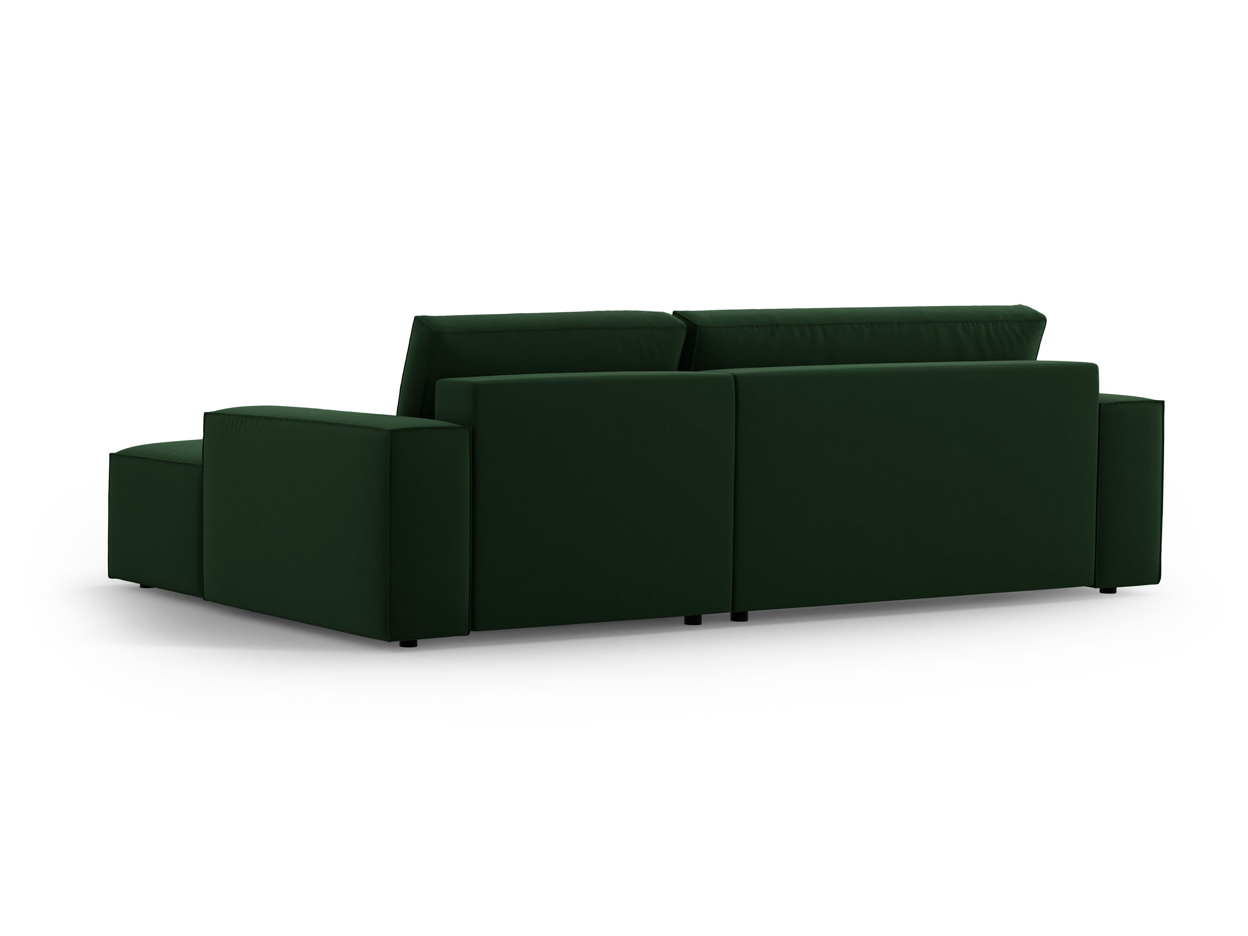 Right-facing velvet corner sofa bed JODIE in bottle green