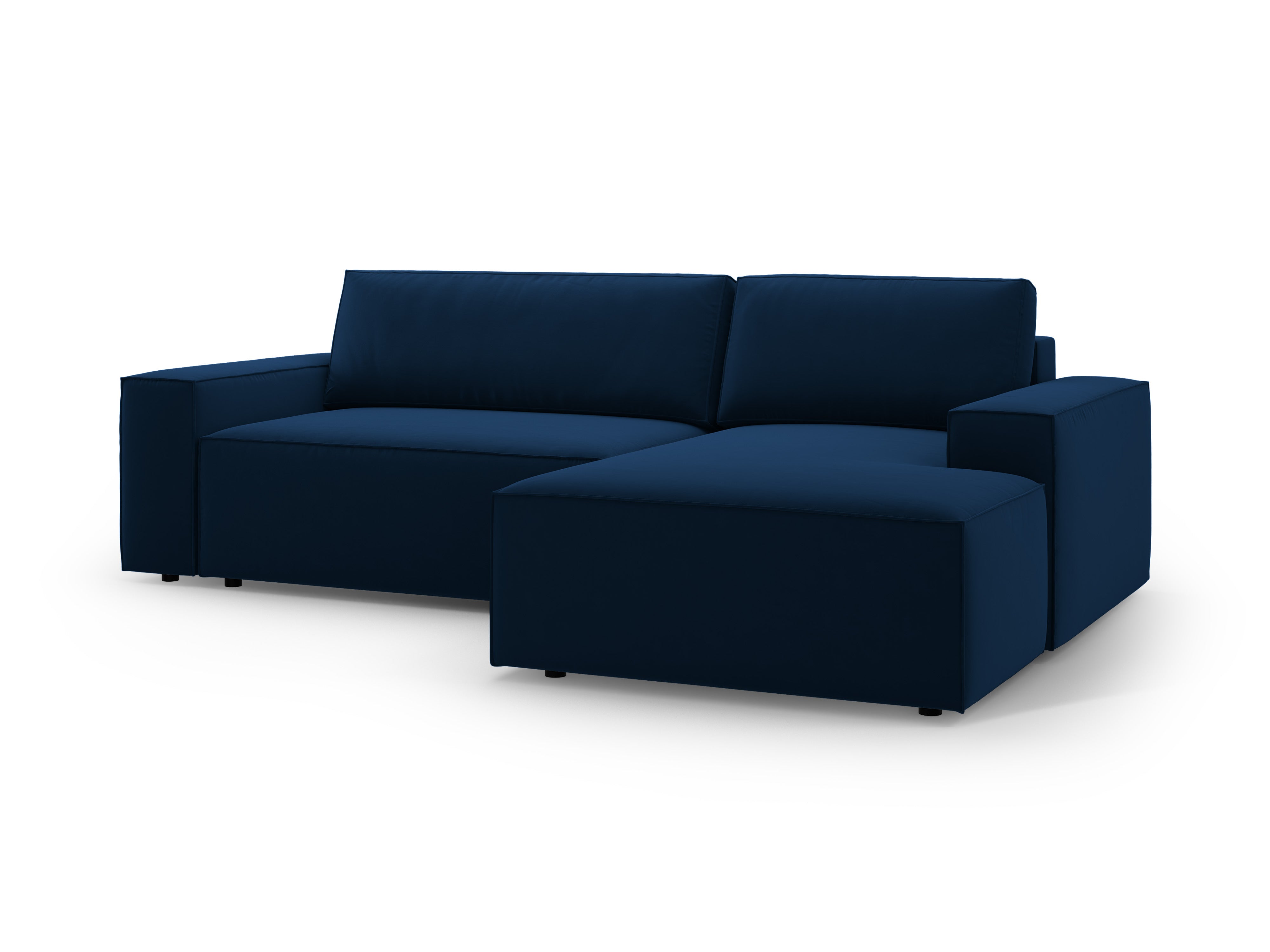 Right-facing velvet corner sofa bed JODIE royal blue
