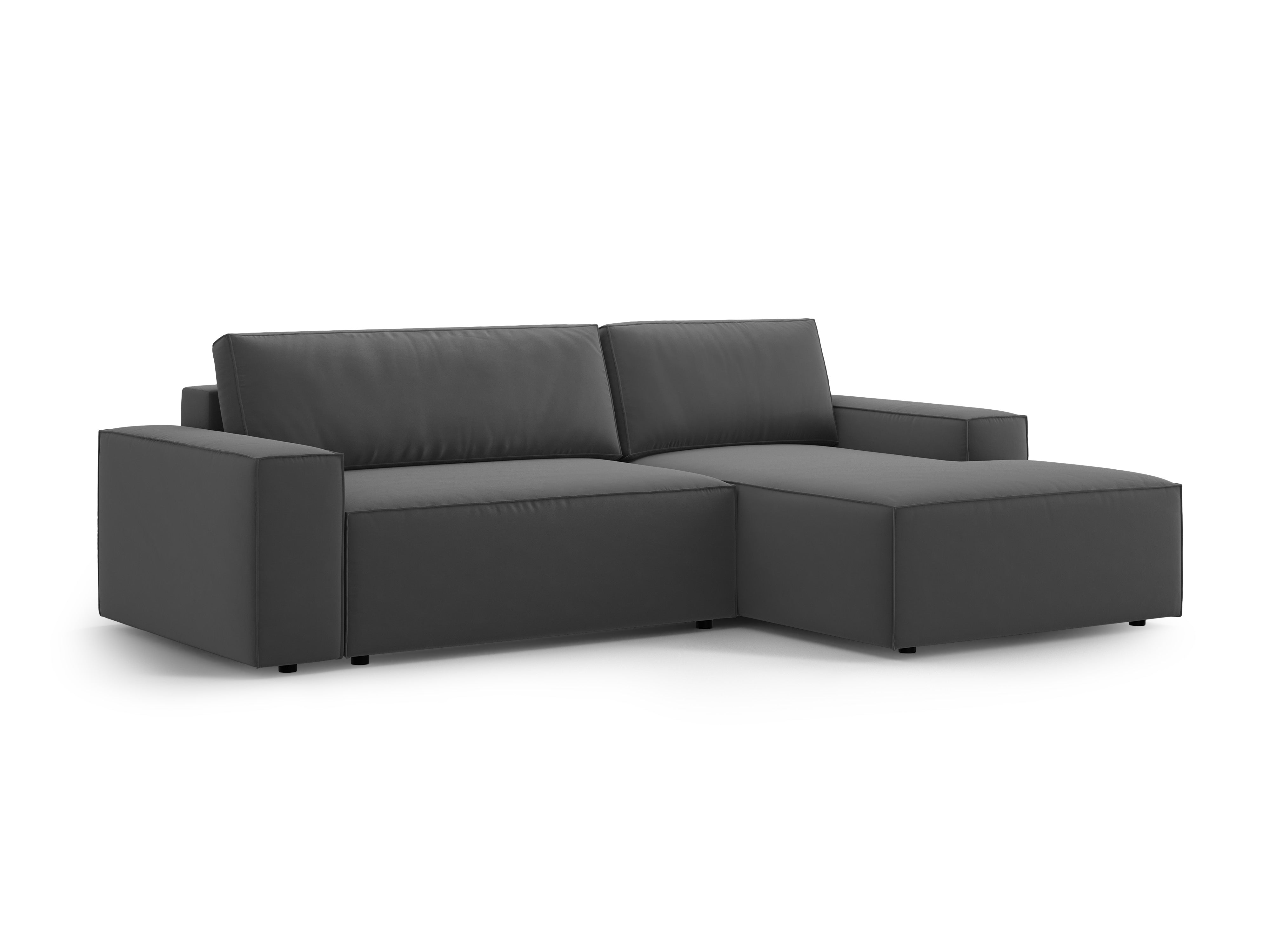 Right-facing velvet corner sofa bed JODIE gray