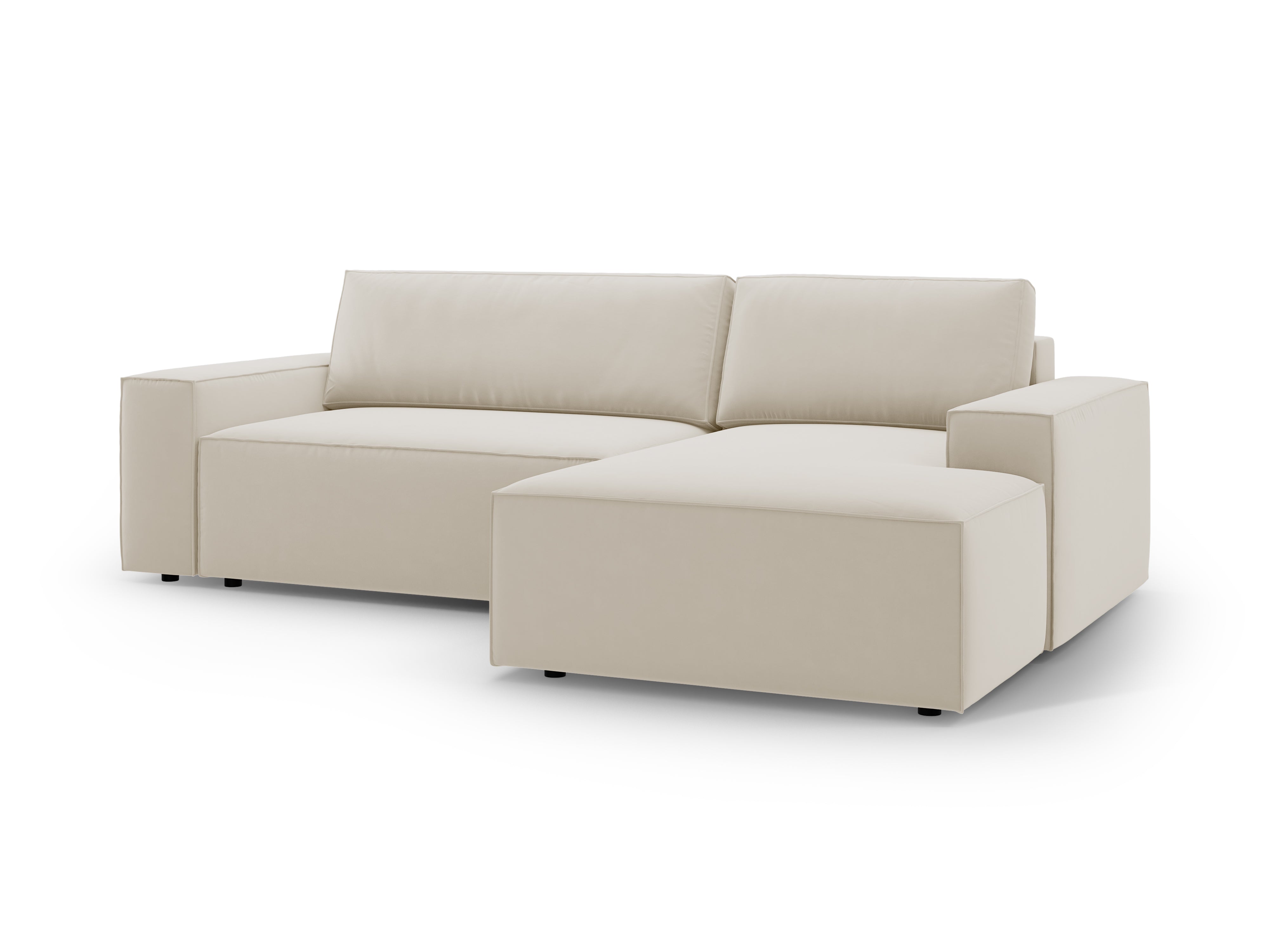Right-facing velvet corner sofa bed JODIE dark beige