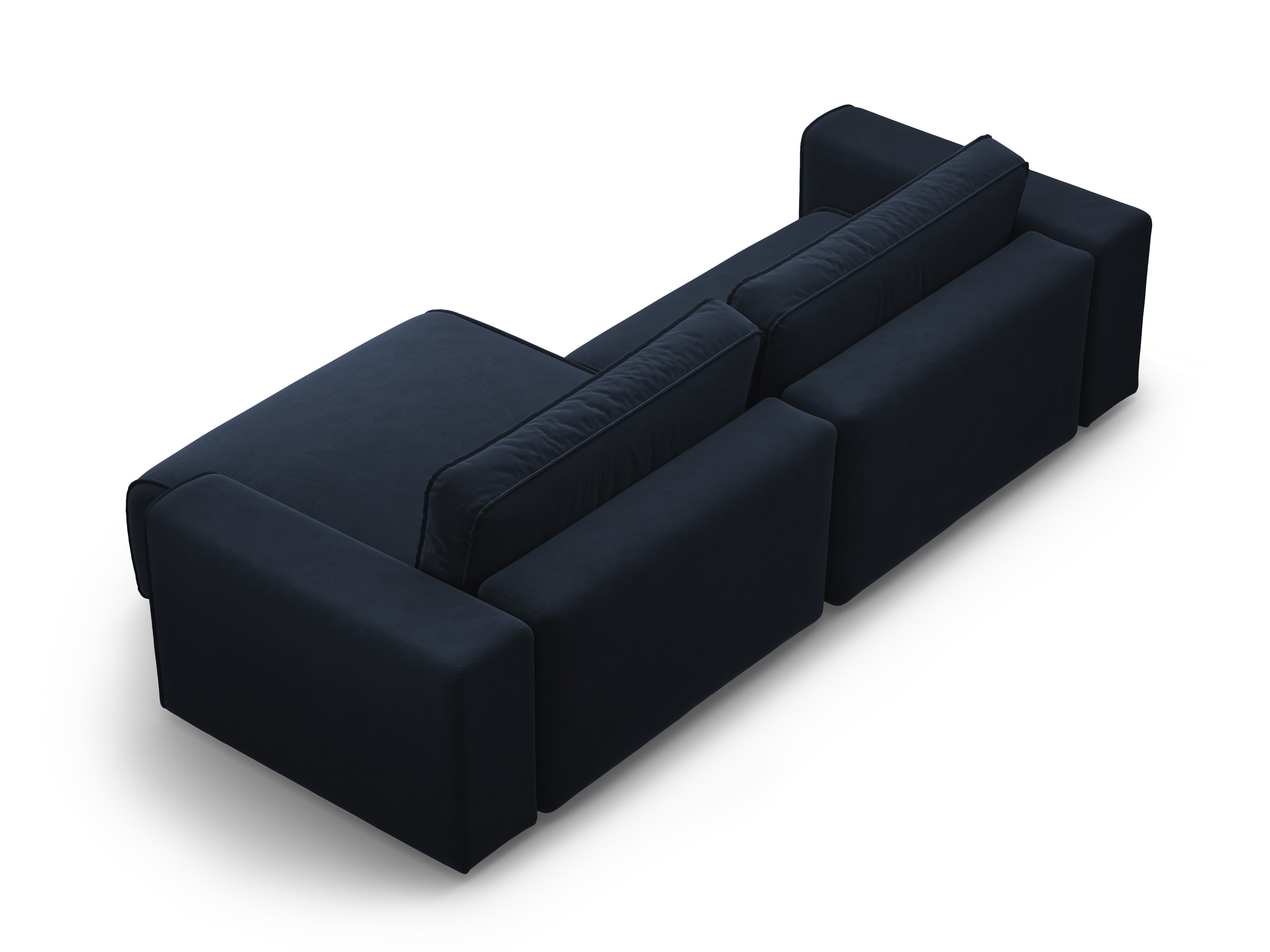 Right-facing velvet corner sofa for 3 people with sleeping function VICTOR navy blue