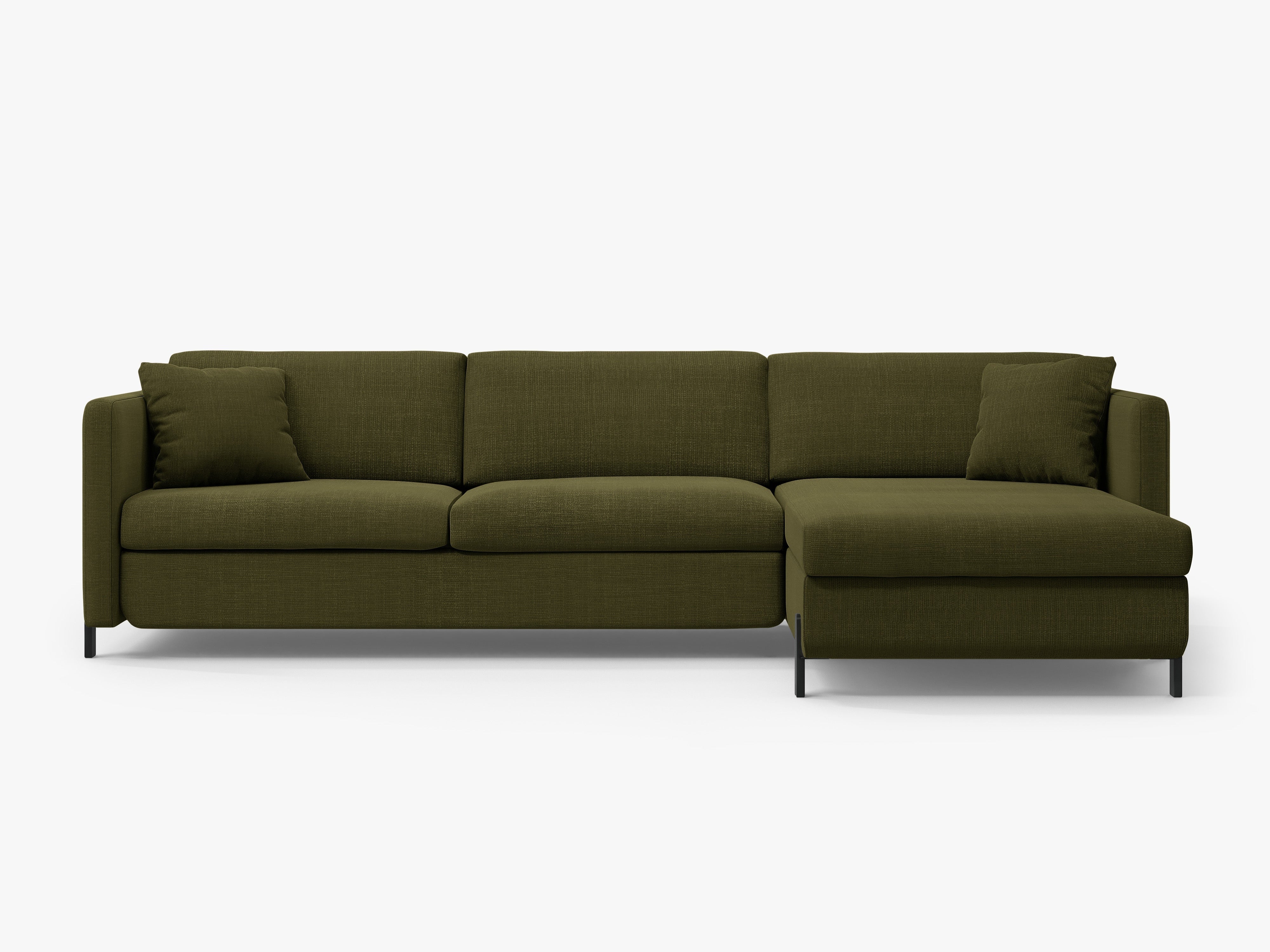 Right-facing 4-seater sofa bed GLORIA green chenille