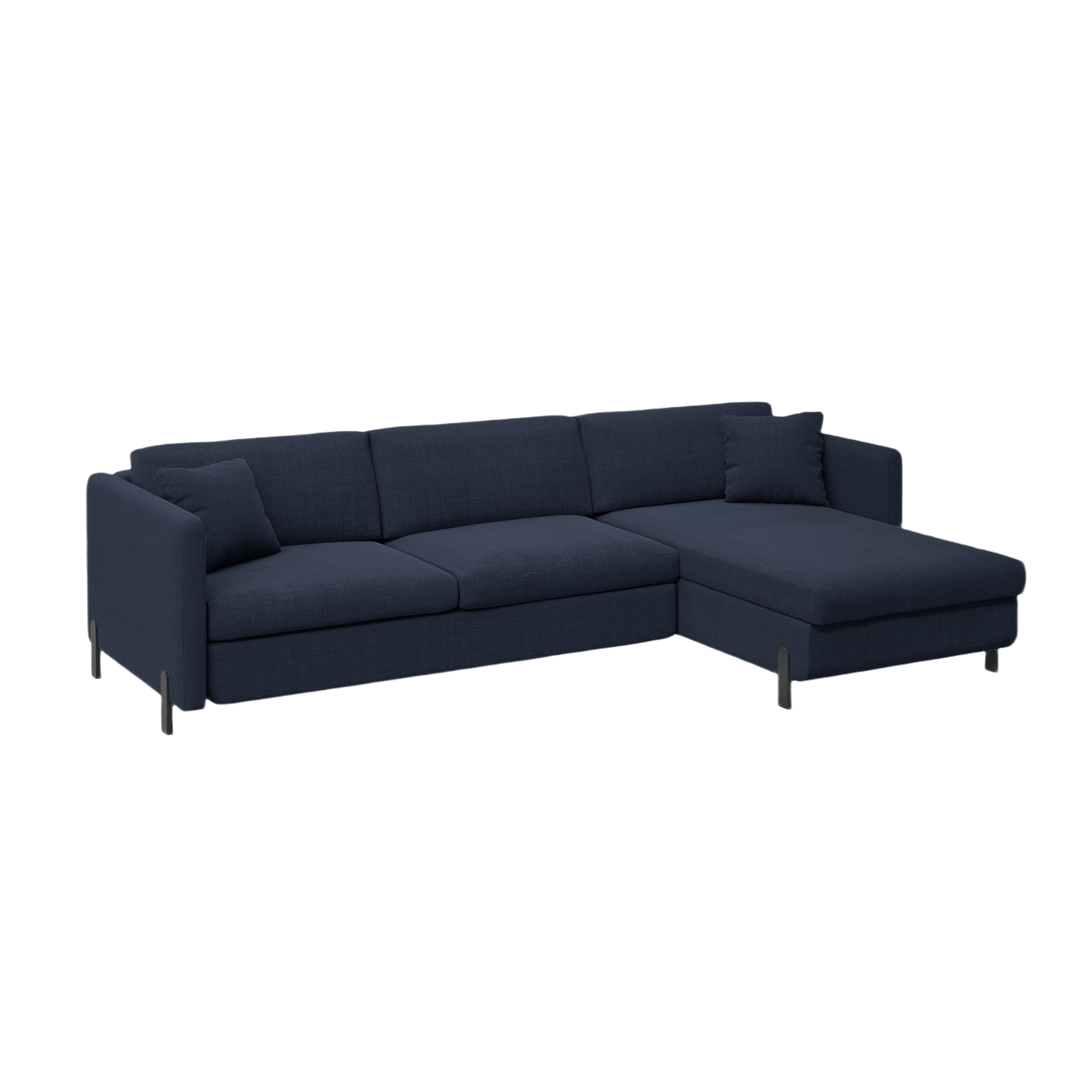 Right-facing corner sofa for 4 people with sleeping function GLORIA blue chenille