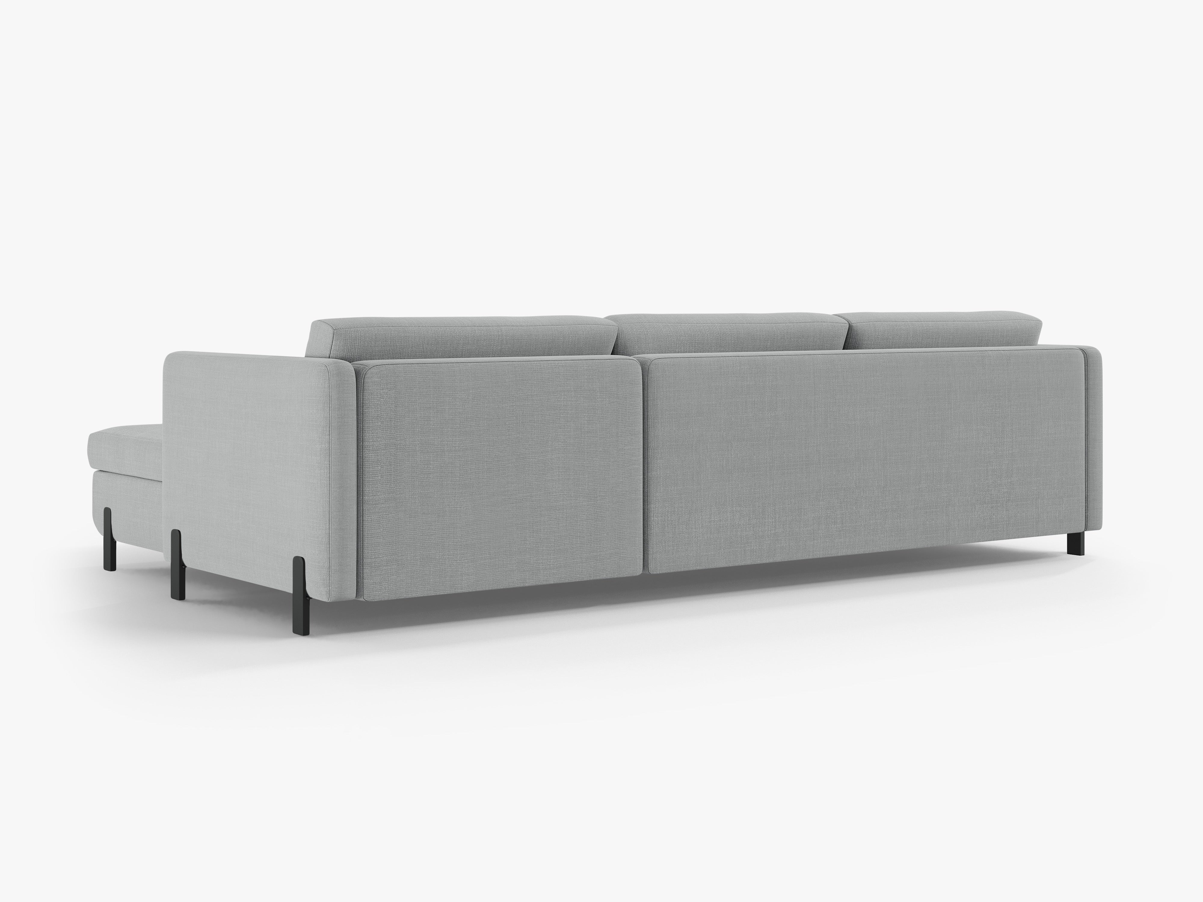 Right-facing 4-seater sofa bed GLORIA light gray chenille
