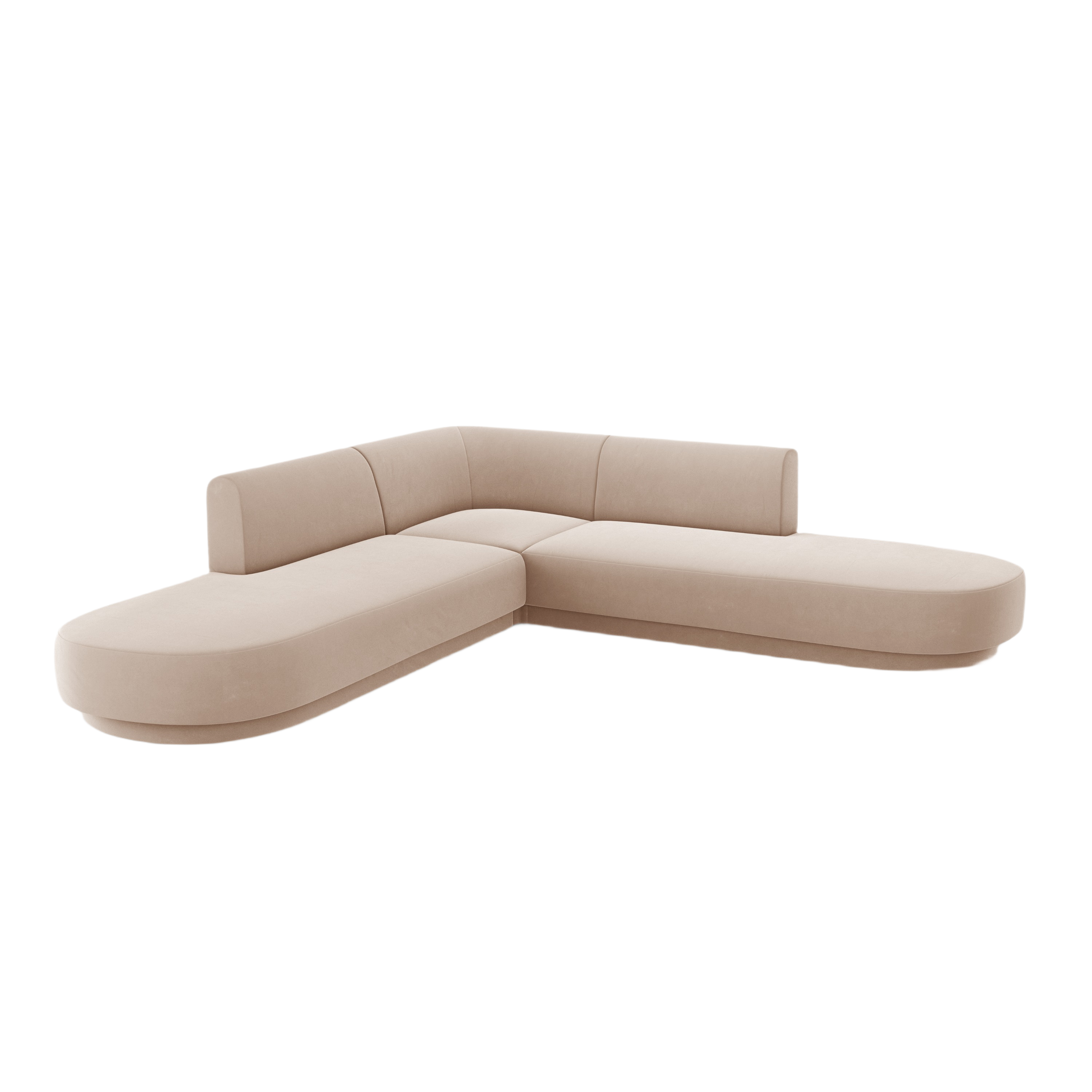 Symmetrical Open Velvet Corner Sofa MILEY Cappuccino