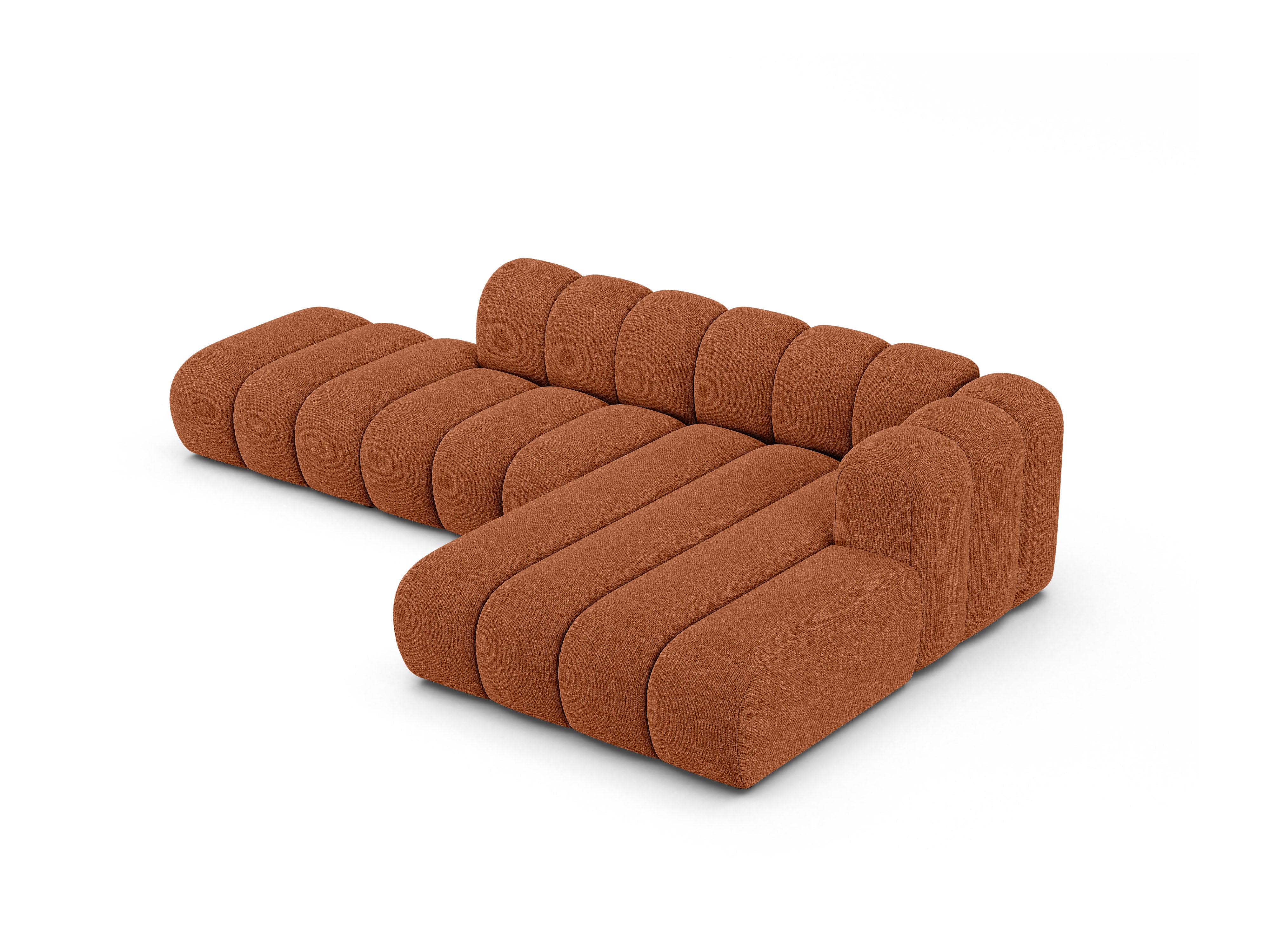 5-seater right-facing corner sofa LUPINE brick chenille