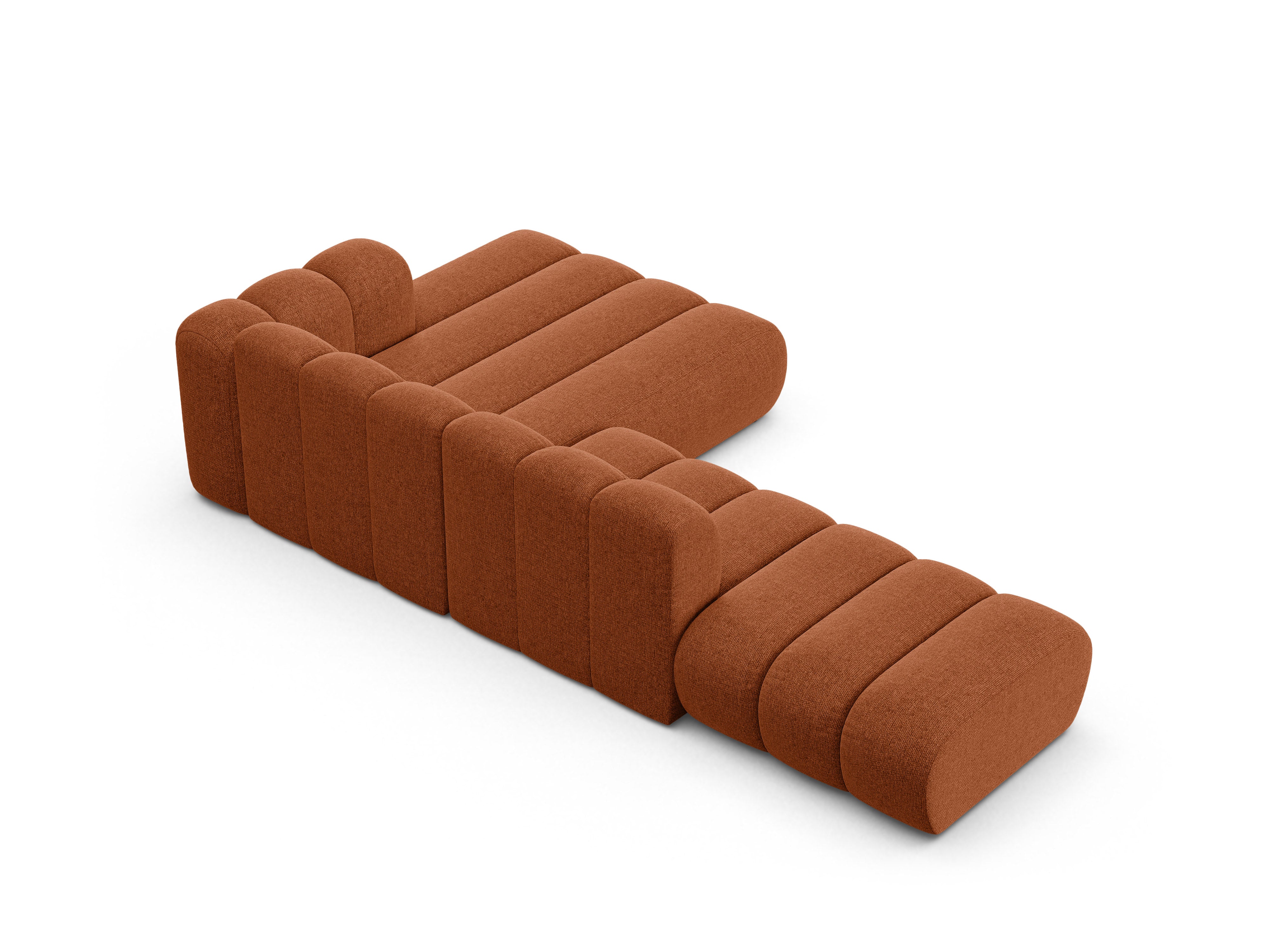 5-seater right-facing corner sofa LUPINE brick chenille