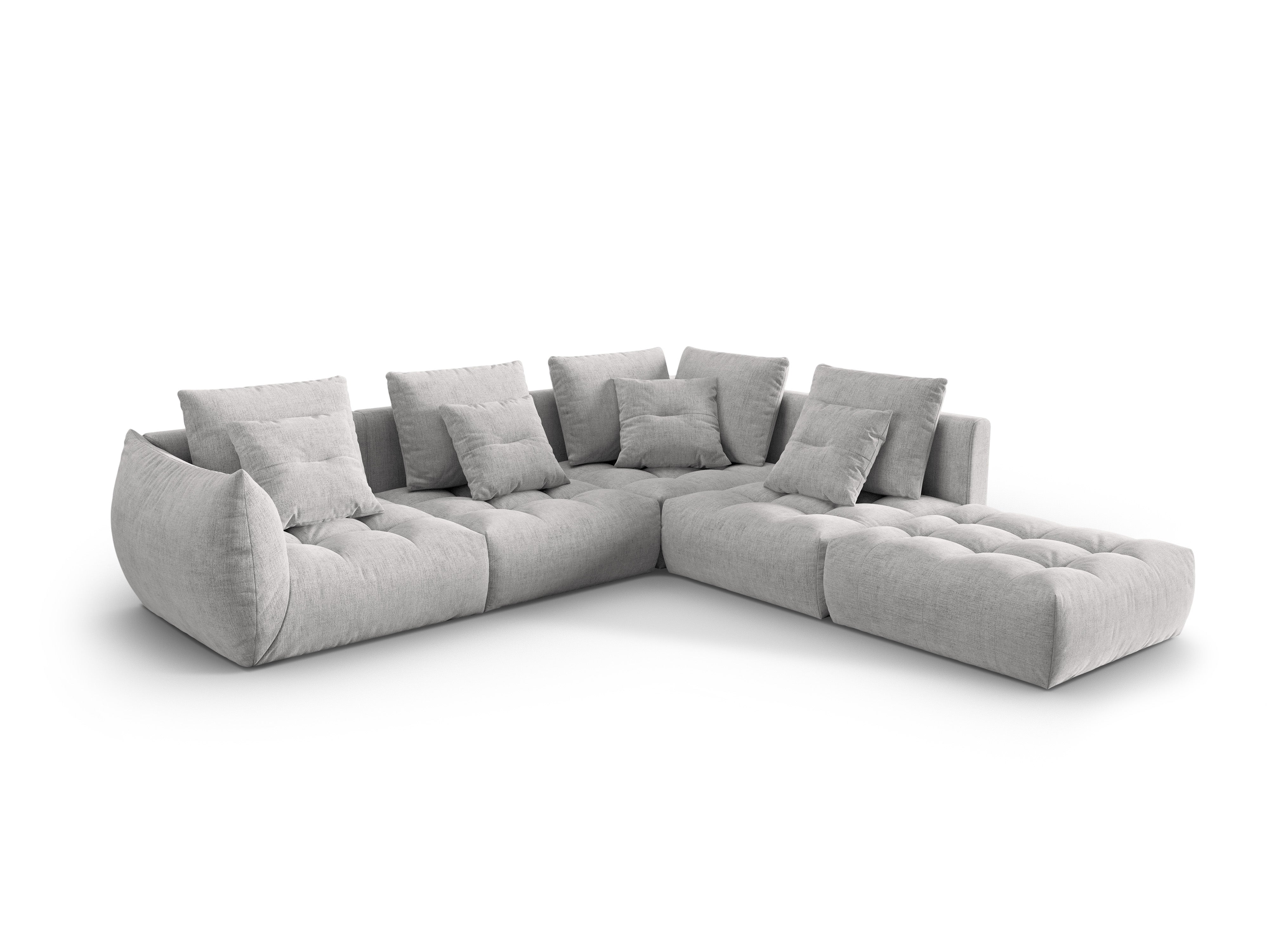 4-seater right-facing modular corner sofa BLOOM silver chenille