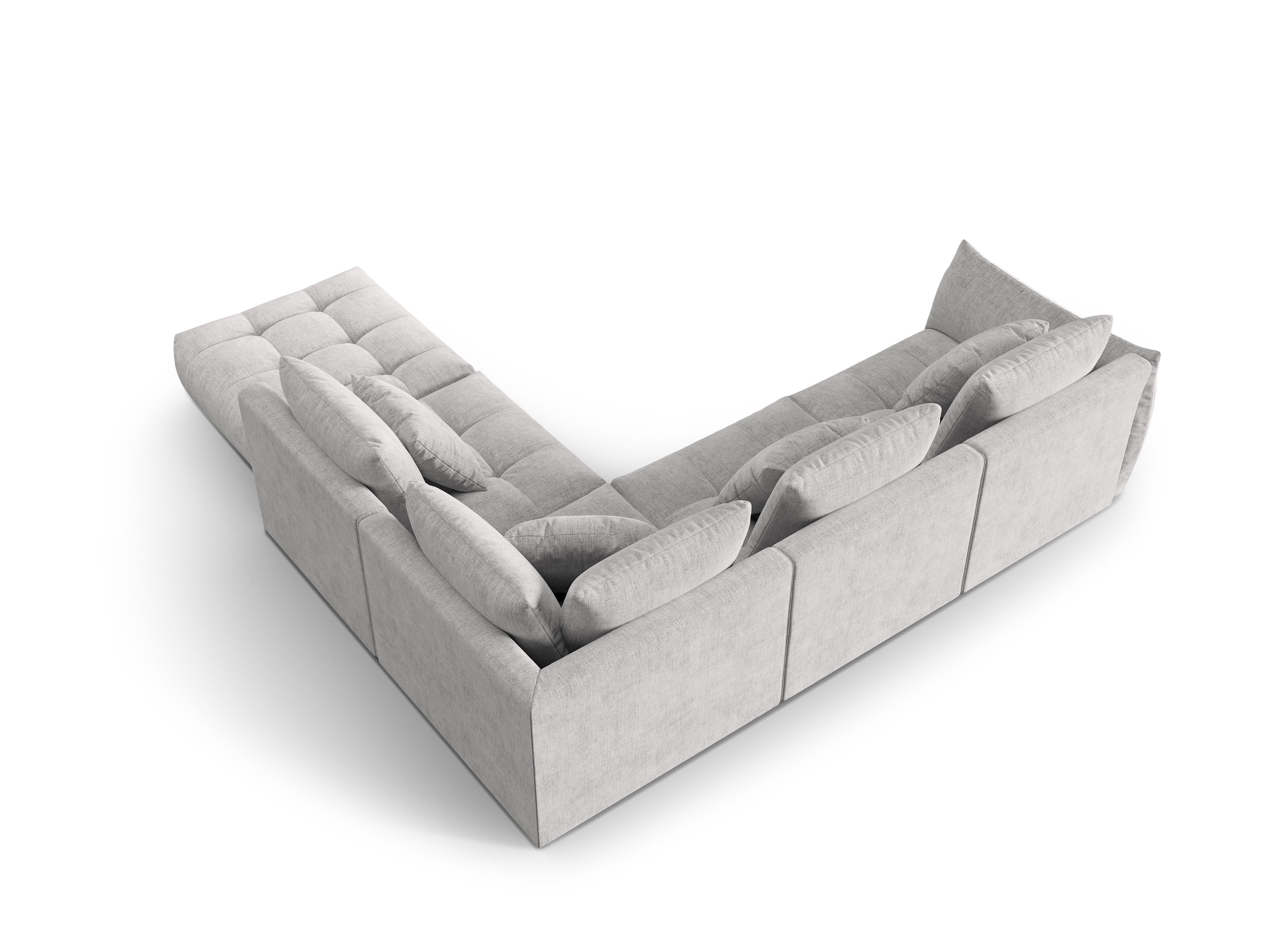 4-seater right-facing modular corner sofa BLOOM silver chenille