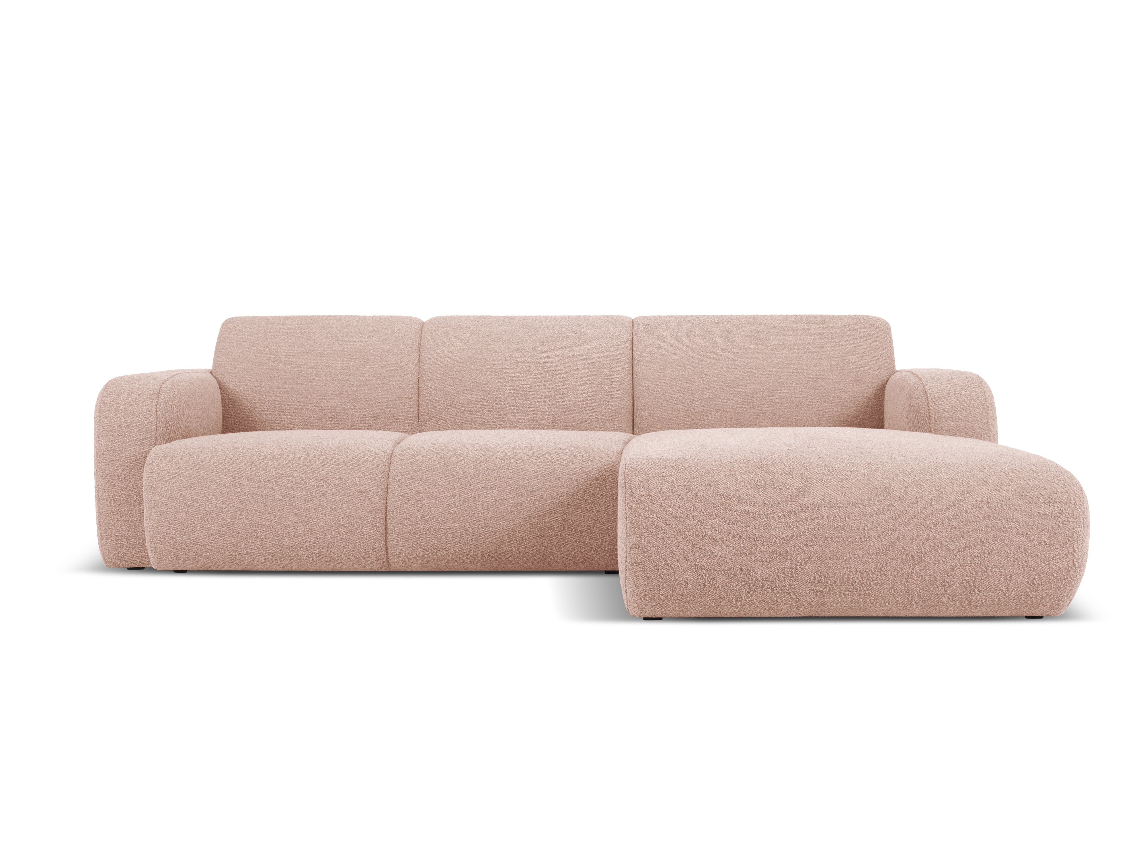 Narożnik w tkaninie boucle prawostronny MOLINO pudrowy róż – Micadoni