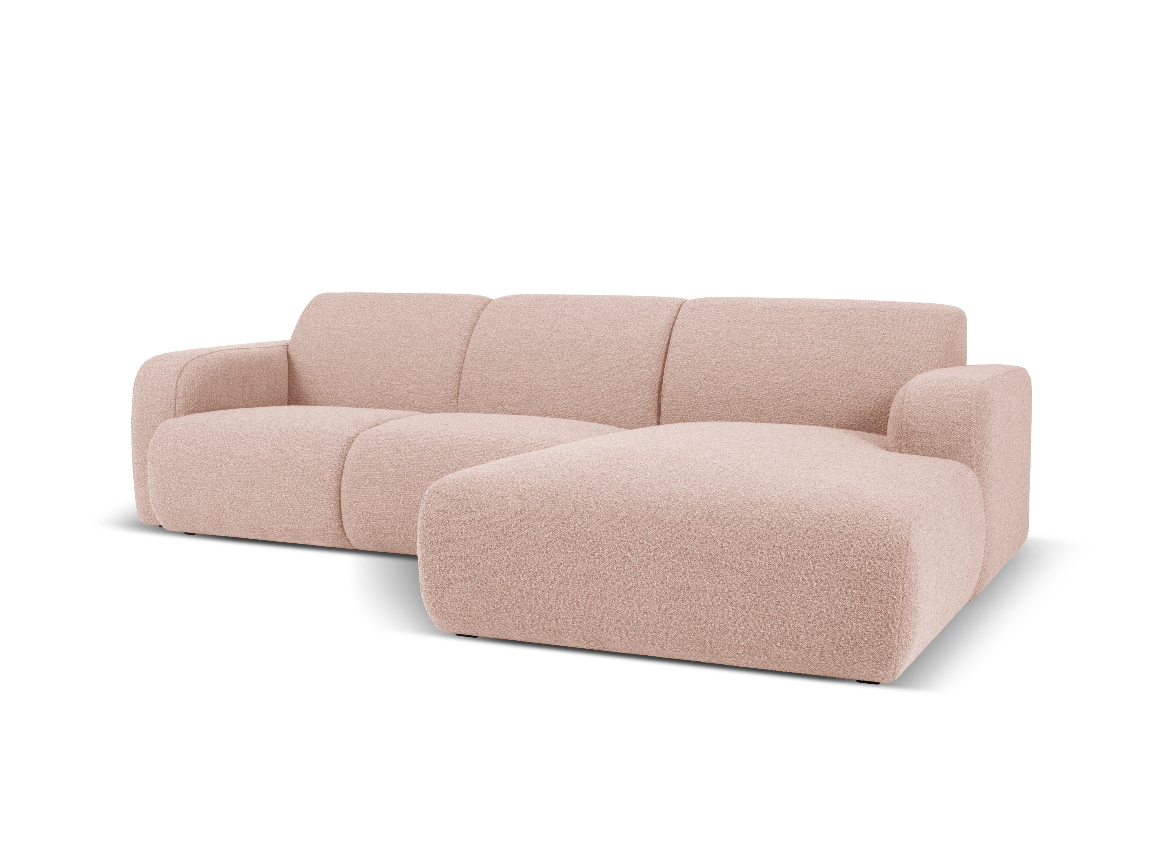 Narożnik w tkaninie boucle prawostronny MOLINO pudrowy róż – Micadoni