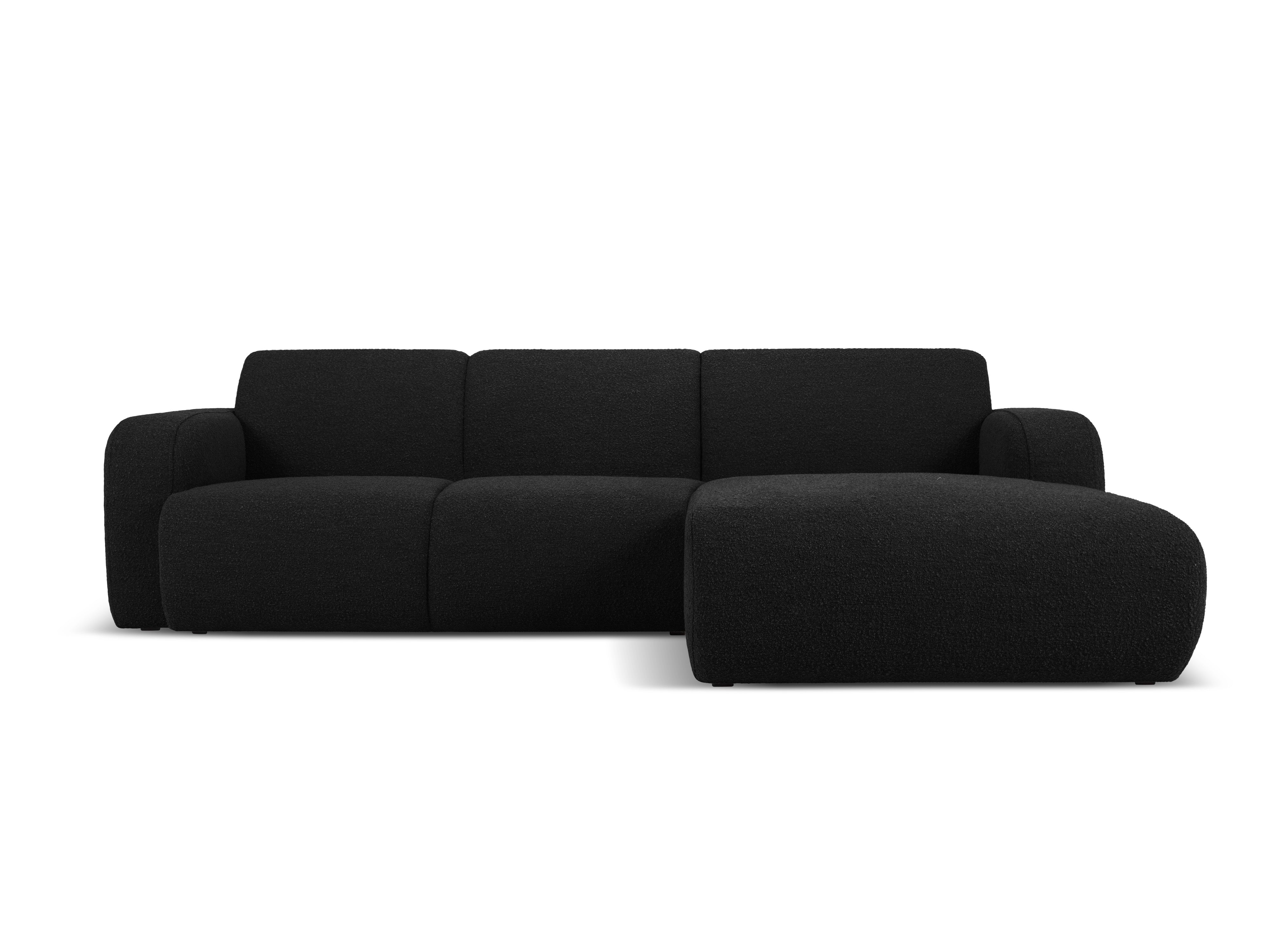 Narożnik w tkaninie boucle prawostronny MOLINO czarny – Micadoni