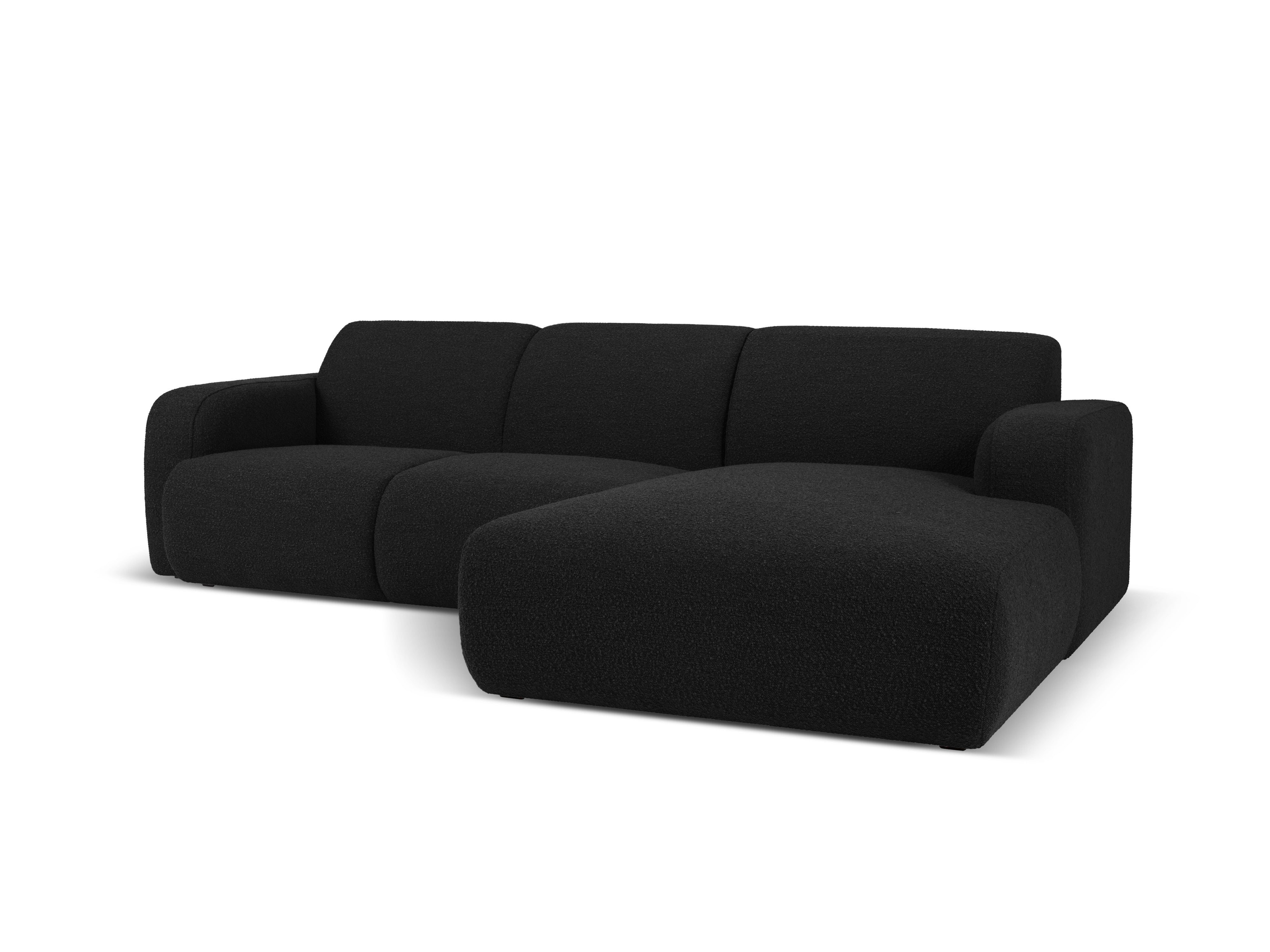 Narożnik w tkaninie boucle prawostronny MOLINO czarny – Micadoni