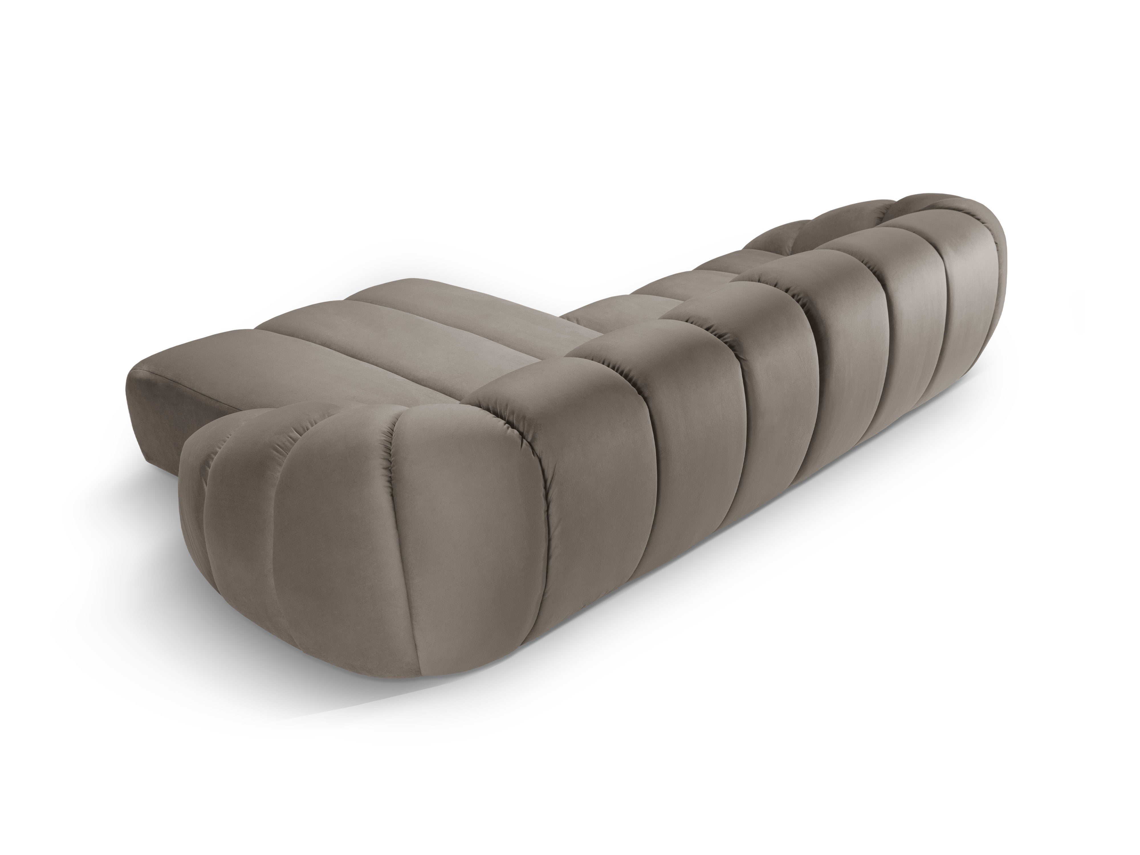 Sametový rohový gauč pro 4 osoby pravostranný DIANA šedohnědý