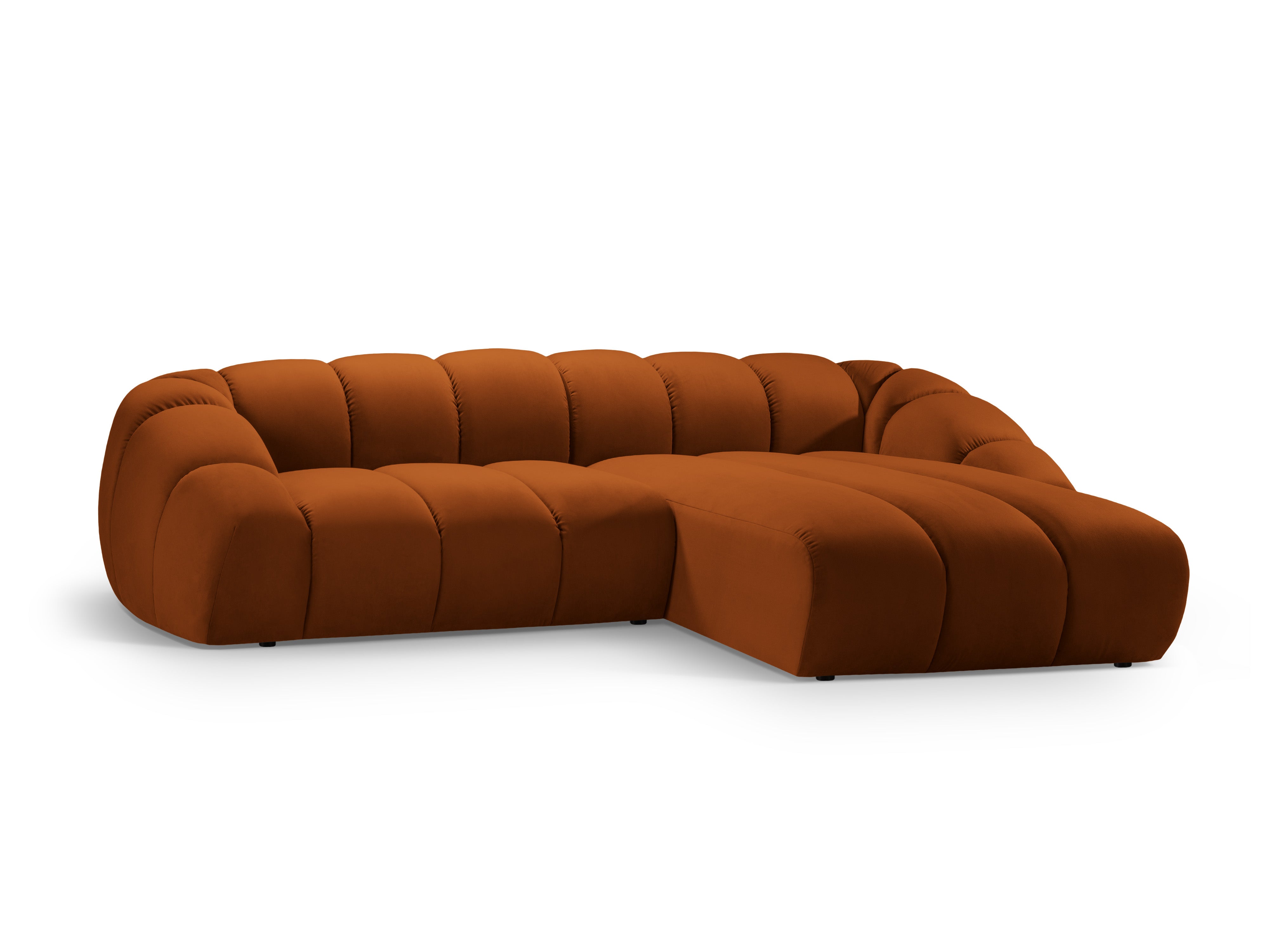 Sametový rohový gauč pro 4 osoby pravostranný DIANA terracotta