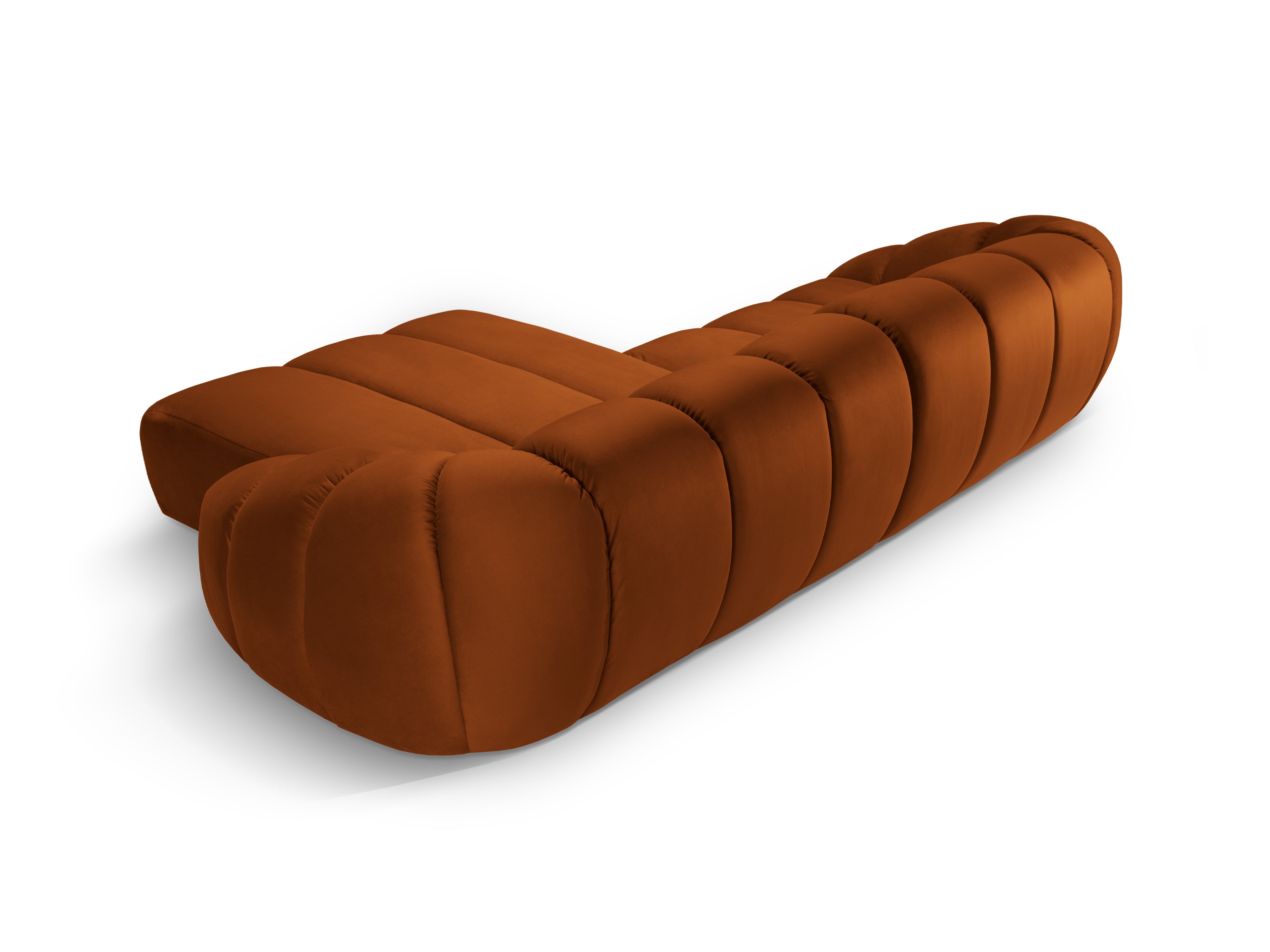 Sametový rohový gauč pro 4 osoby pravostranný DIANA terracotta