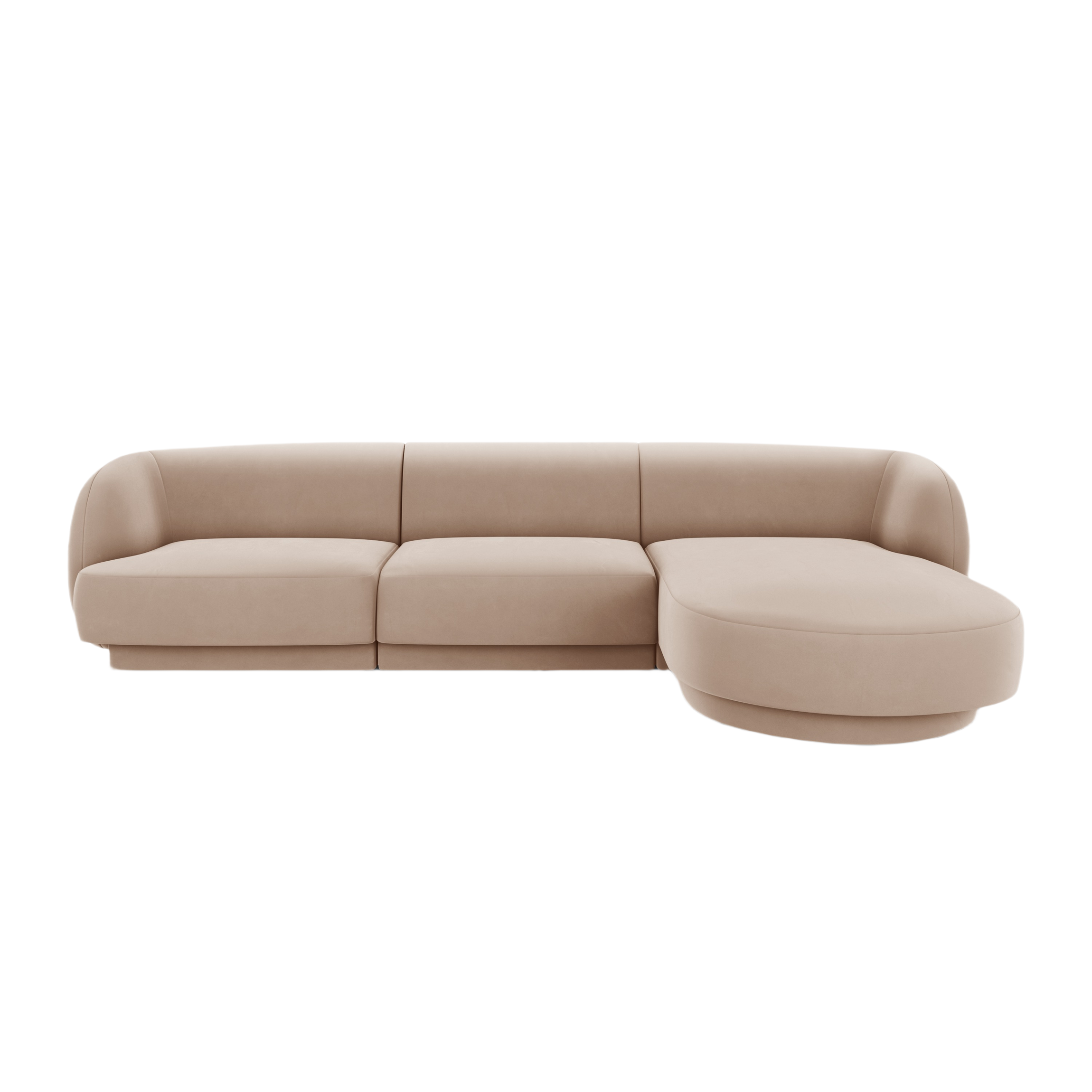 Velvet corner sofa for 4 people right-facing MILEY cappuccino