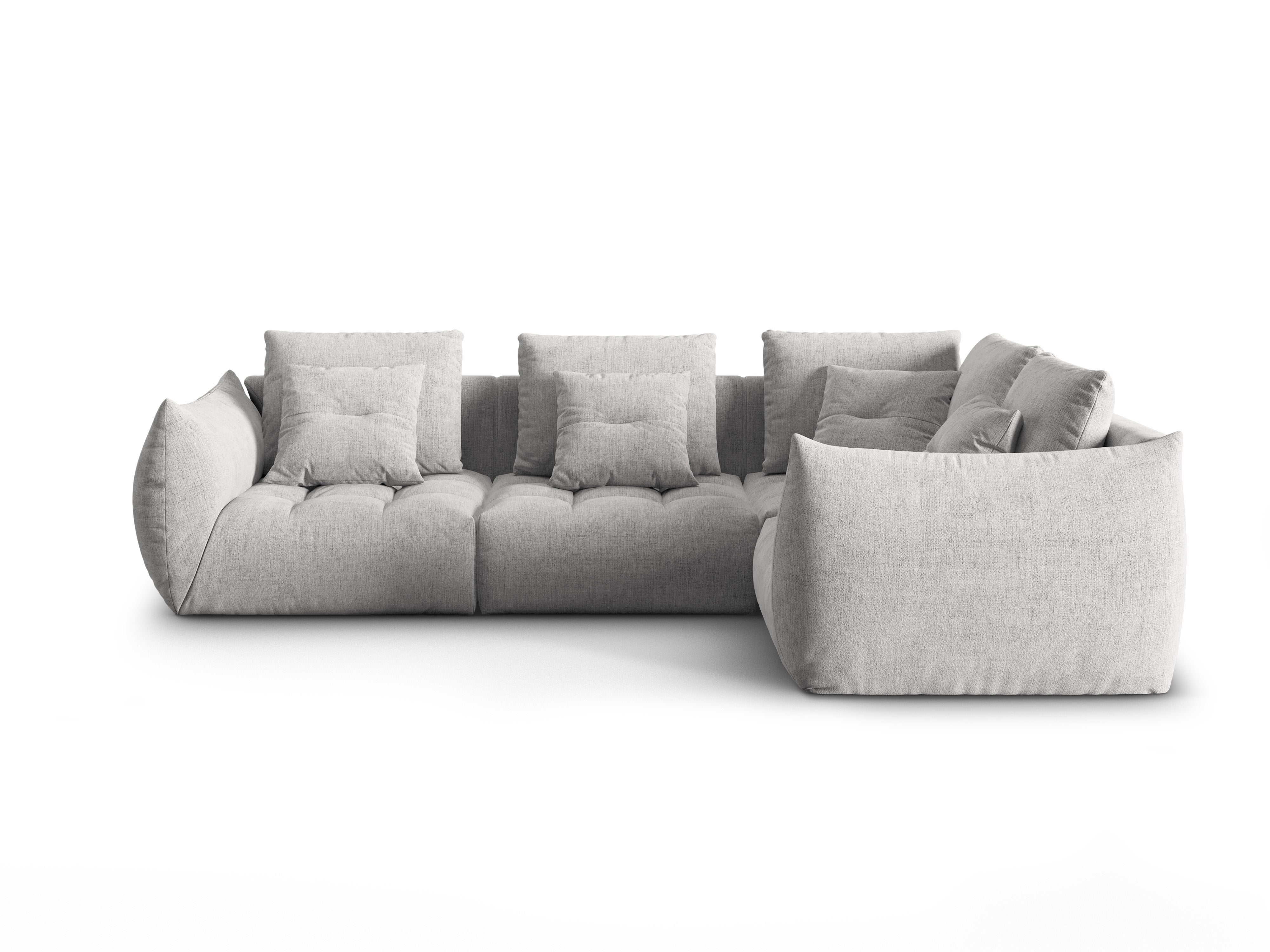 Right-facing 3-seater modular corner sofa BLOOM silver chenille