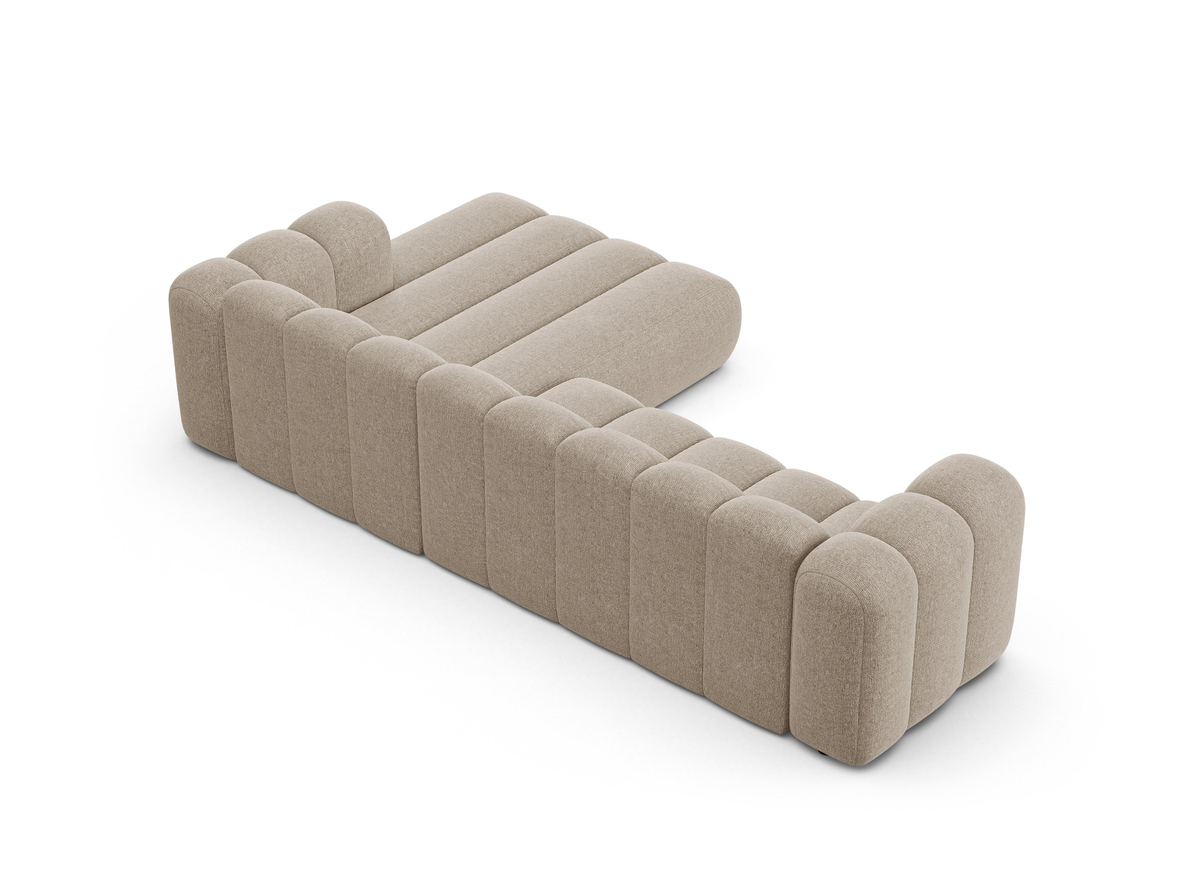 Right-facing 4-seater corner sofa LUPINE beige chenille