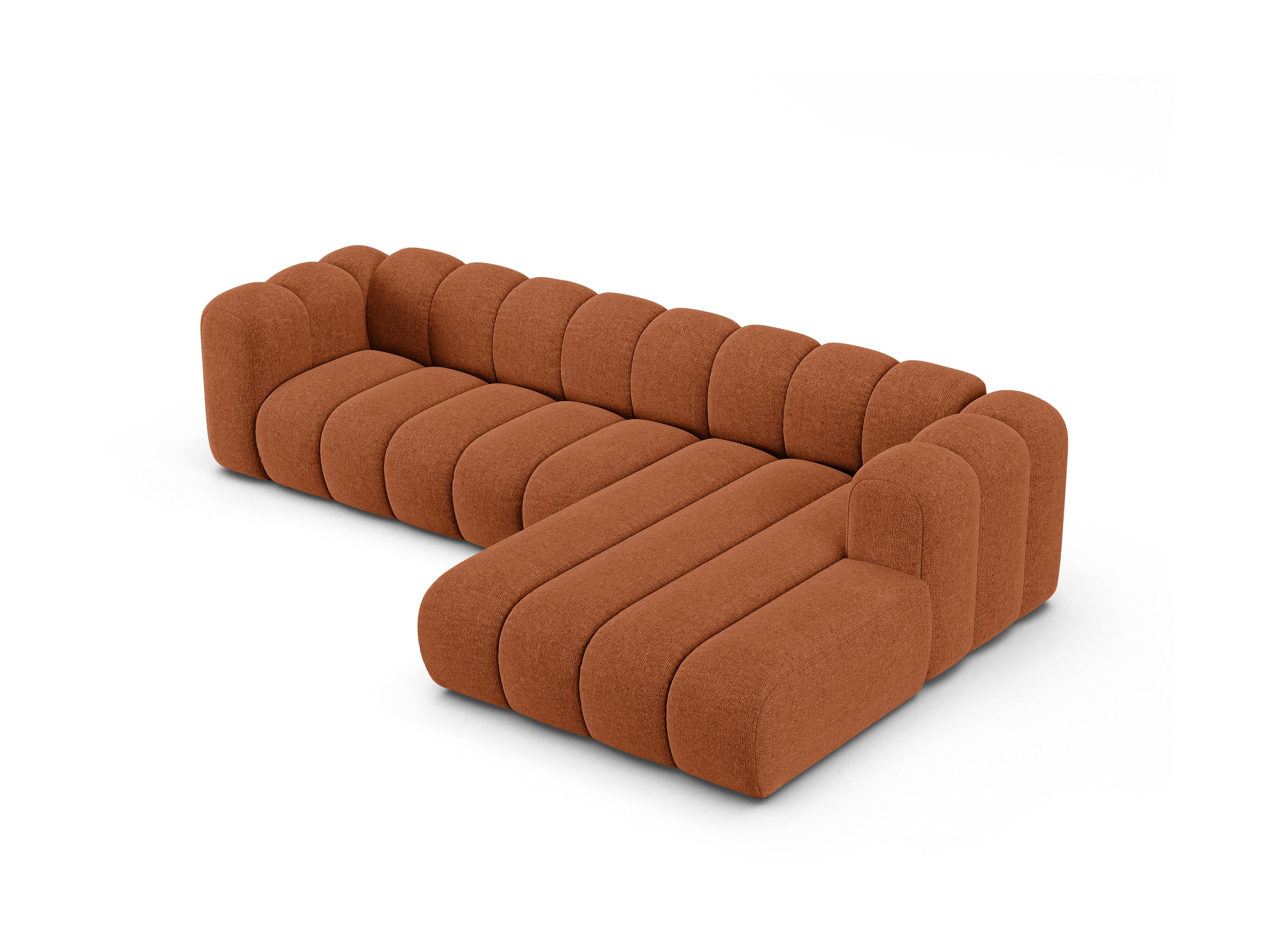 4-seater right-facing corner sofa LUPINE brick chenille