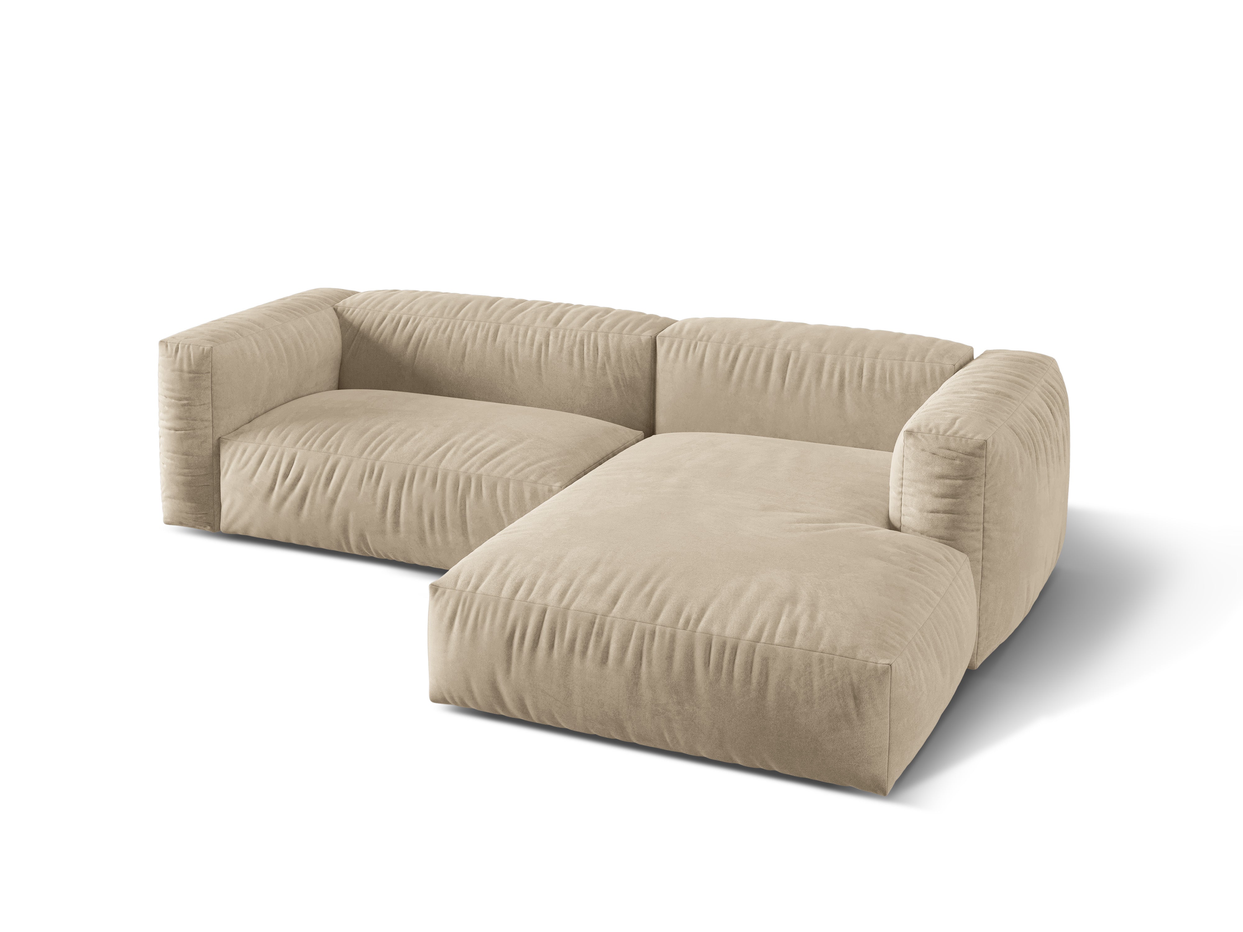 Right-sided 2-person velvet corner Martin light beige