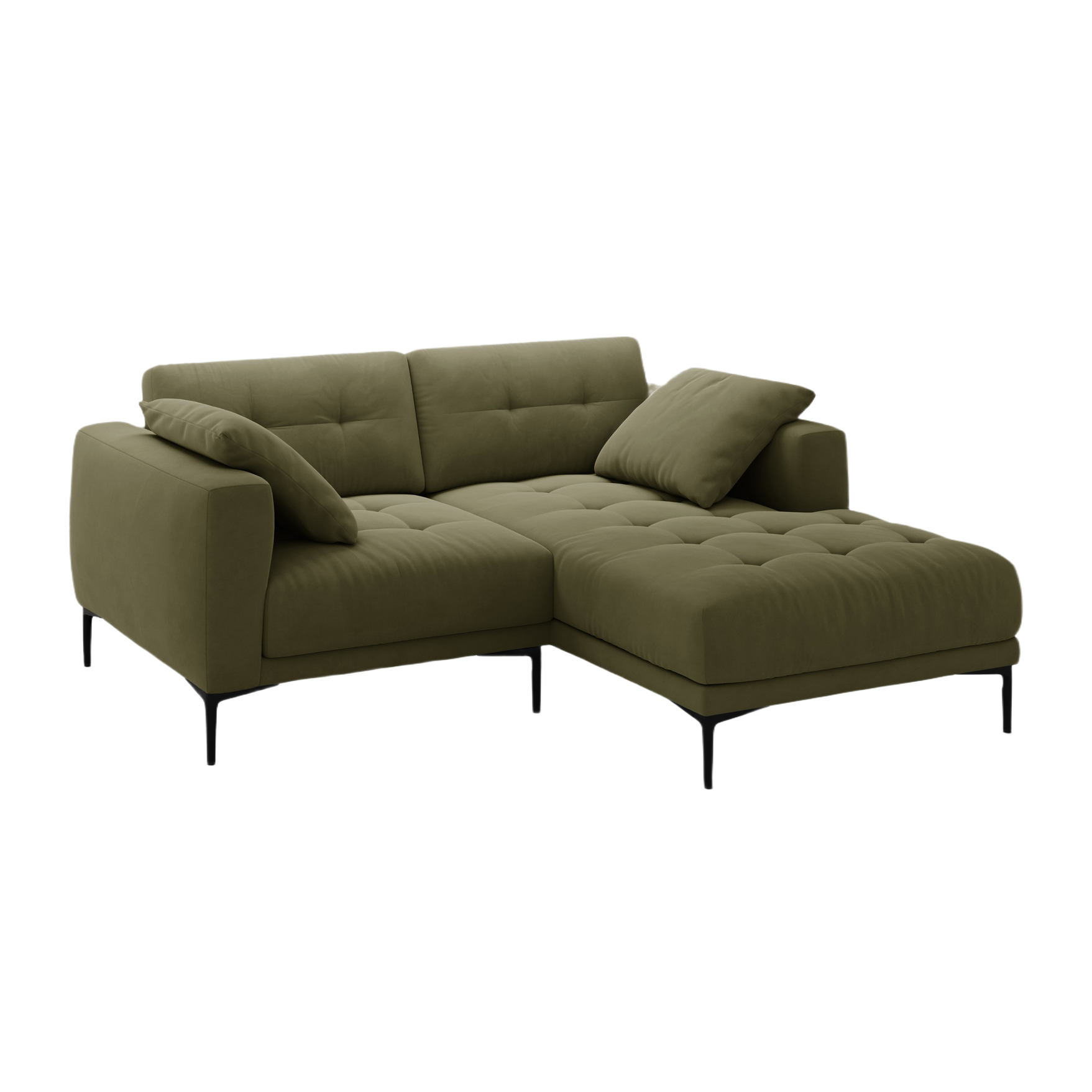Right-facing velvet corner sofa BEMY green
