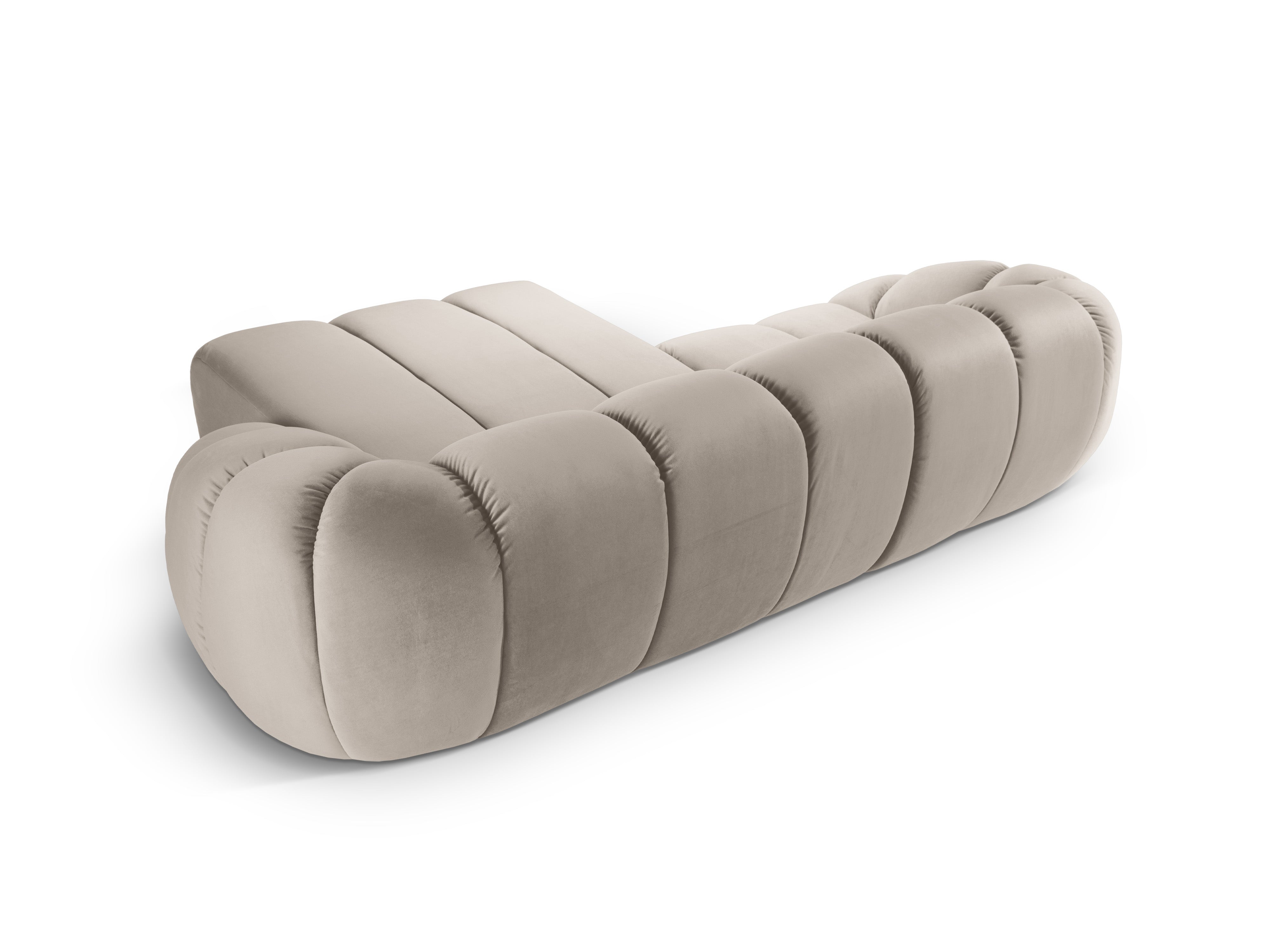 Velvet corner sofa for three people, right-facing, DIANA, beige