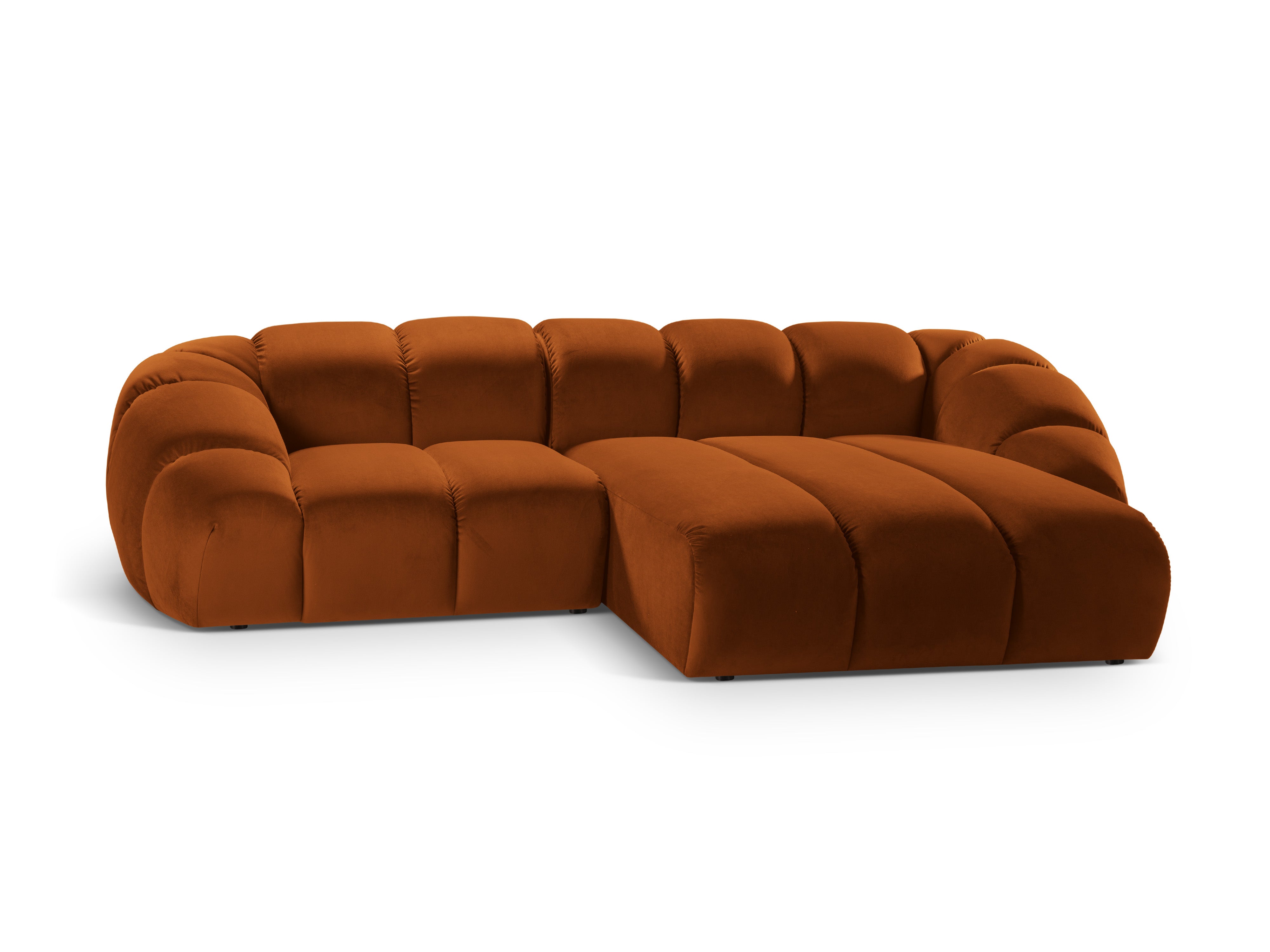 Velvet corner sofa for three people right-sided DIANA terracotta