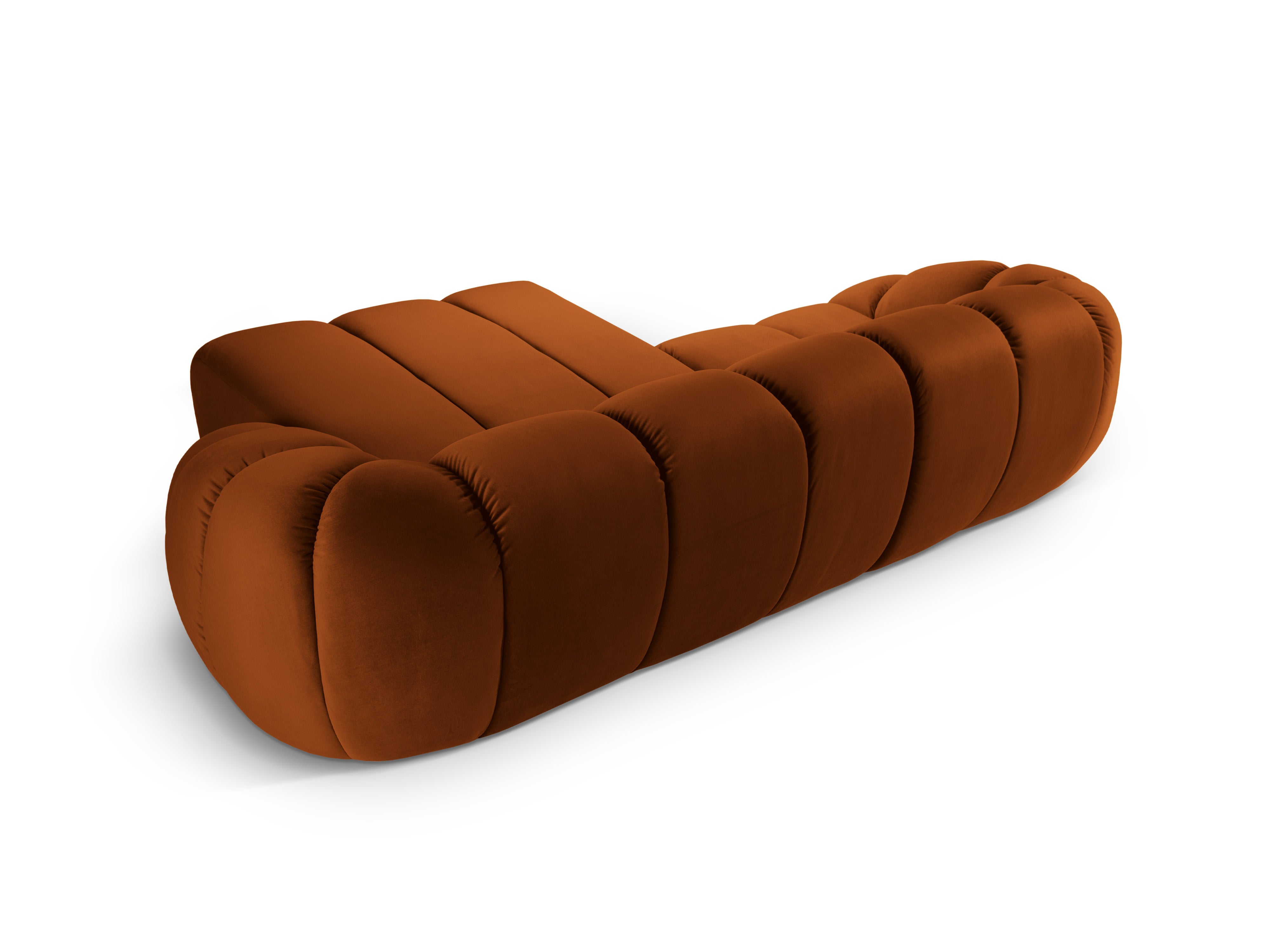 Velvet corner sofa for three people right-sided DIANA terracotta