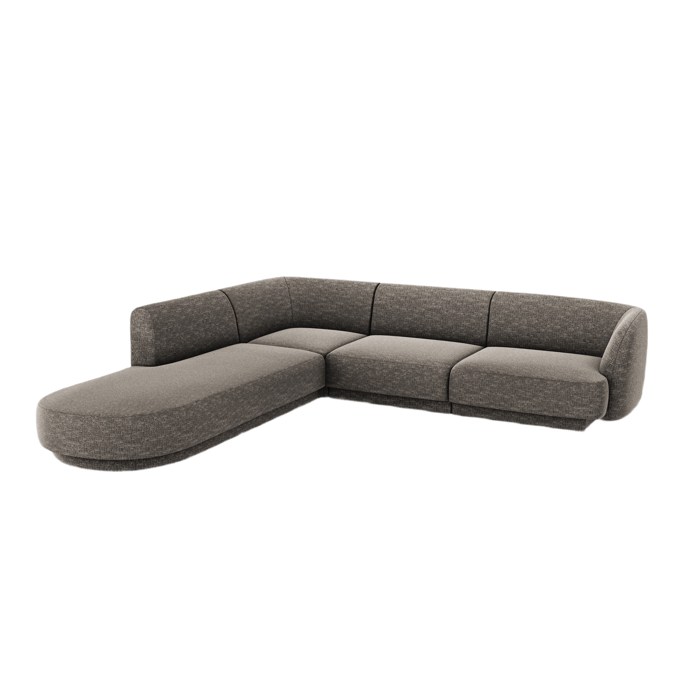 6-seater left-facing corner sofa MILEY in silky gray chenille