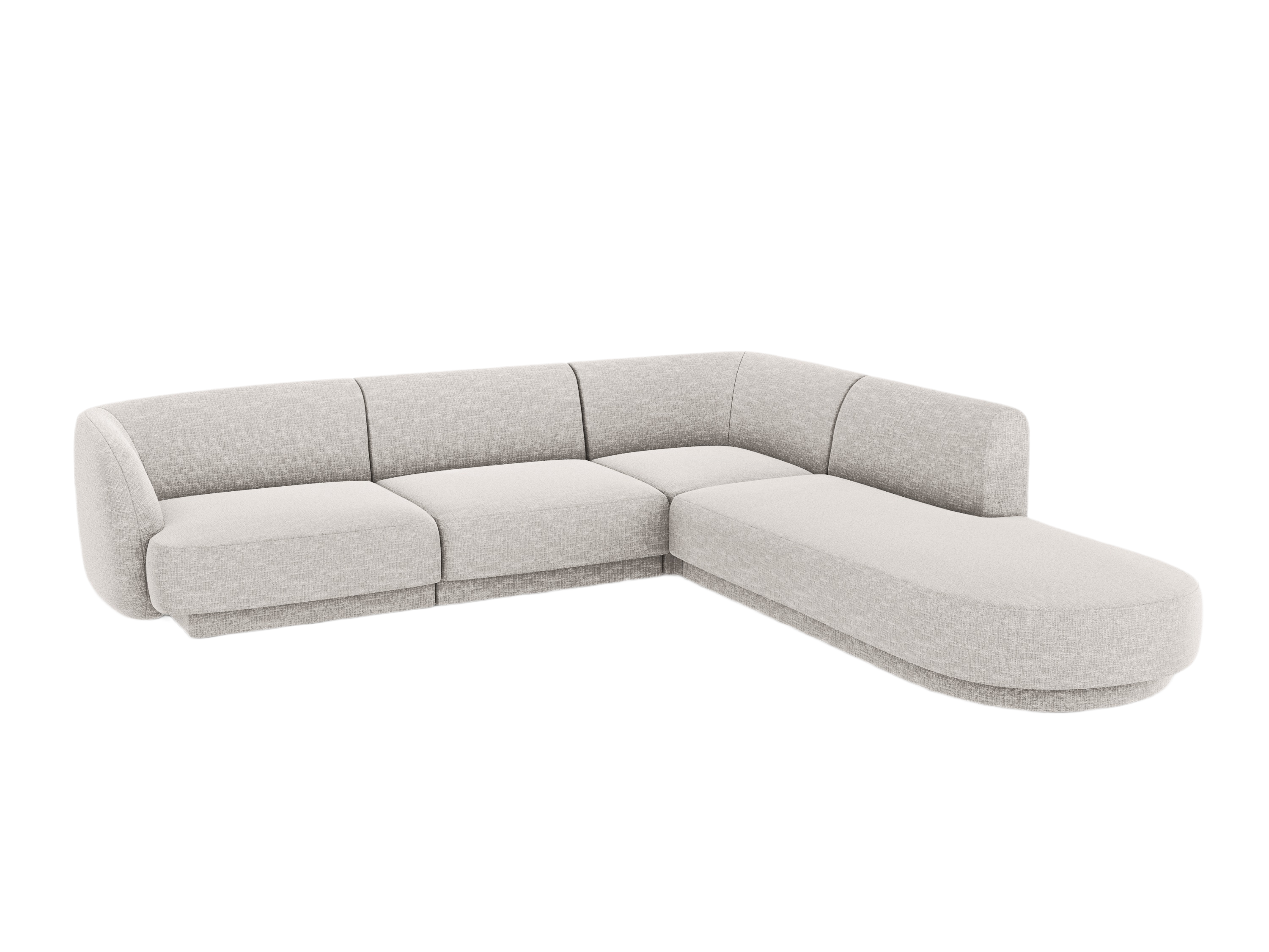 6-seater right-facing corner sofa MILEY light gray silky chenille