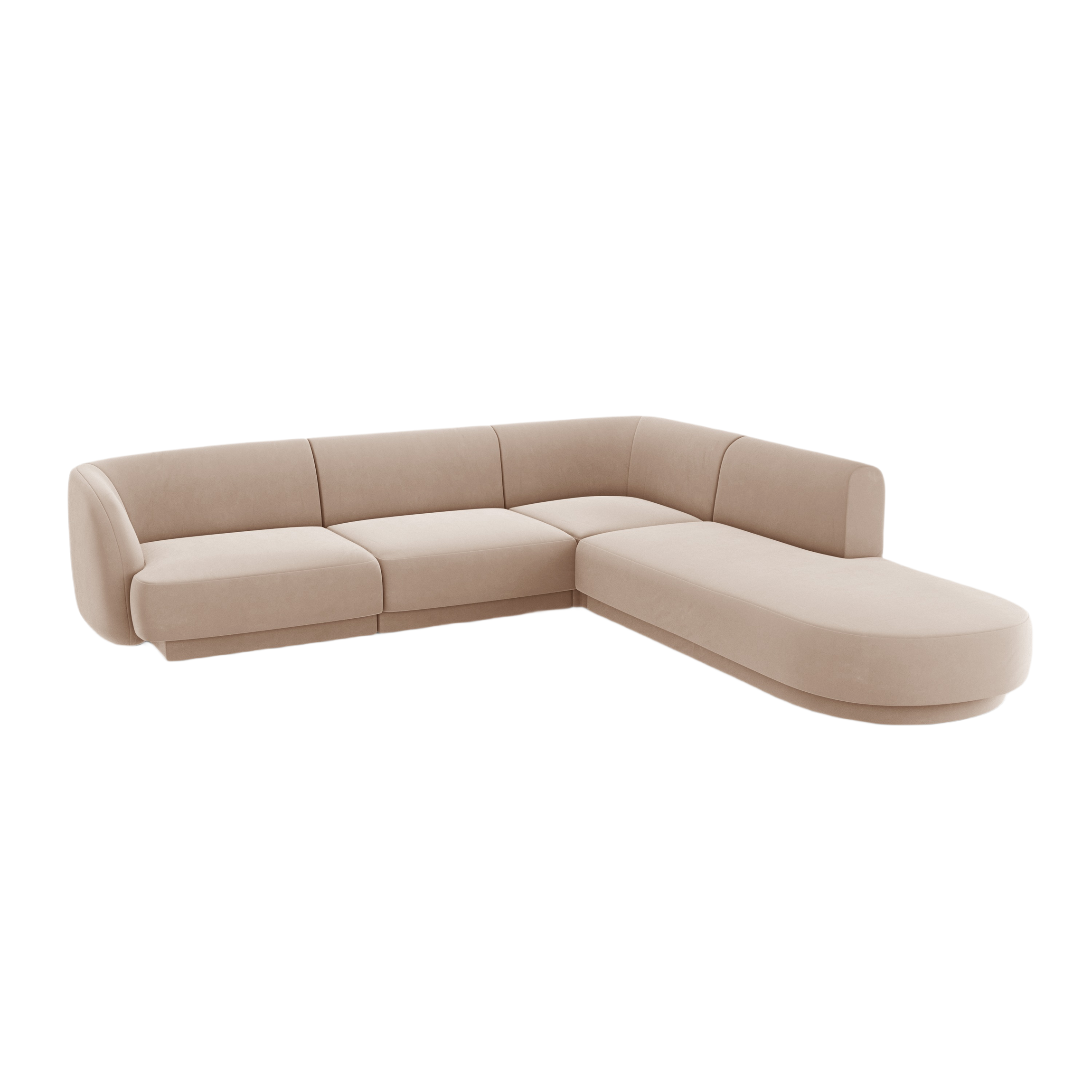 Velvet corner sofa for 6 people right-facing MILEY cappuccino