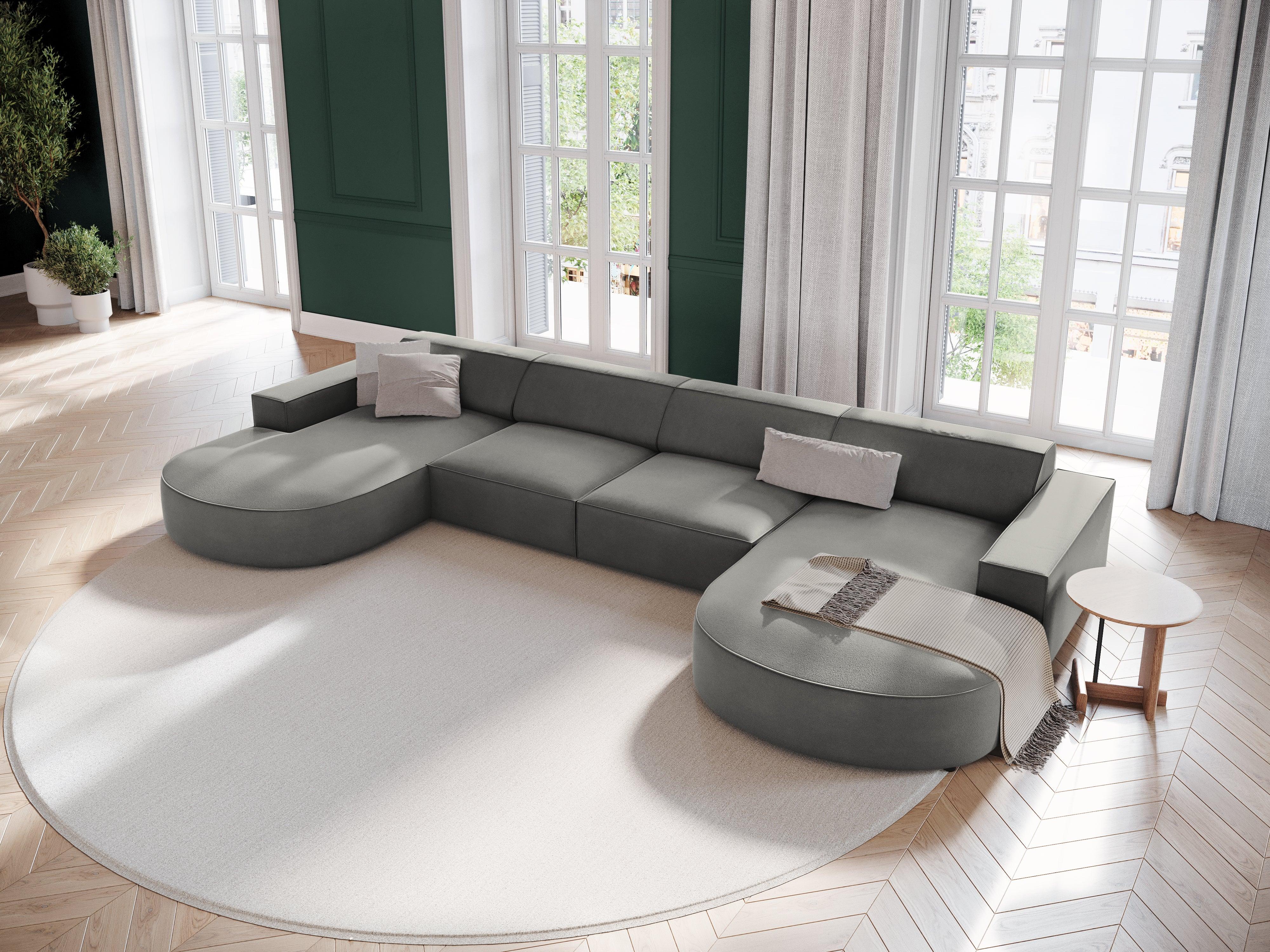 Sofa aksamitna panoramiczna okrągła JODIE jasnoszary Micadoni Eye on Design