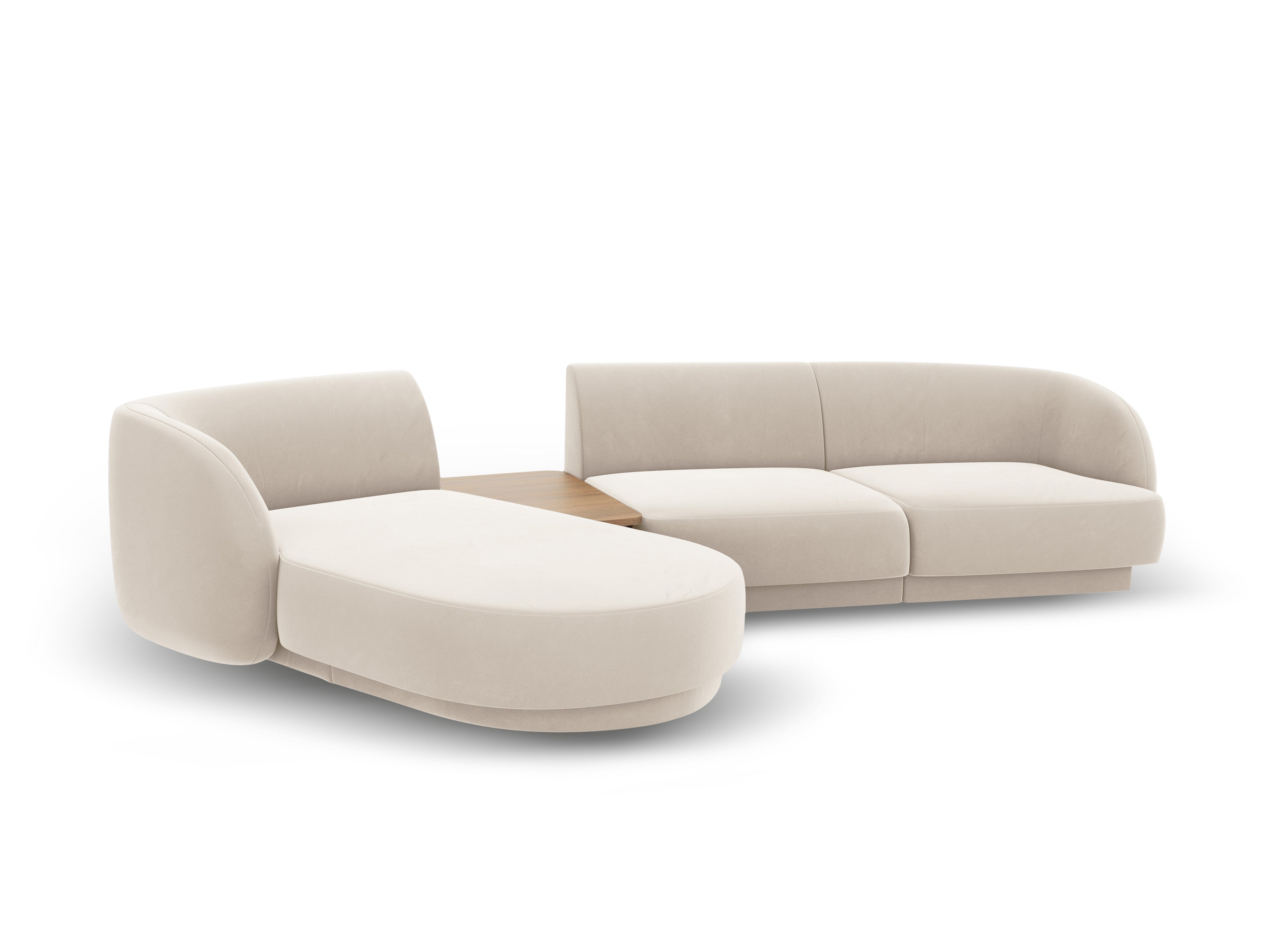 Modular corner sofa with table 3-seater left-sided MILEY light beige