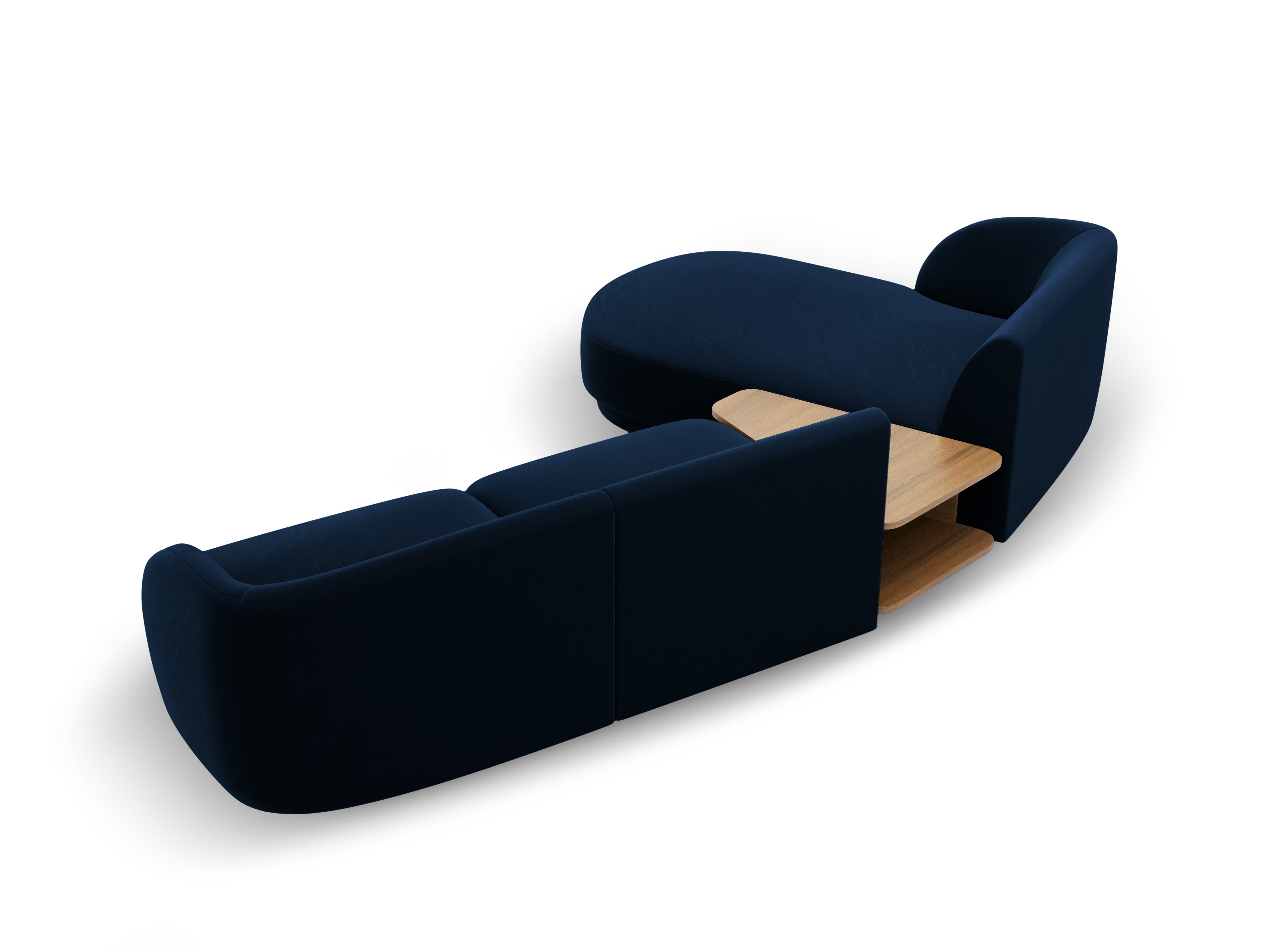 Modular corner sofa with table 3-seater left-sided MILEY royal blue