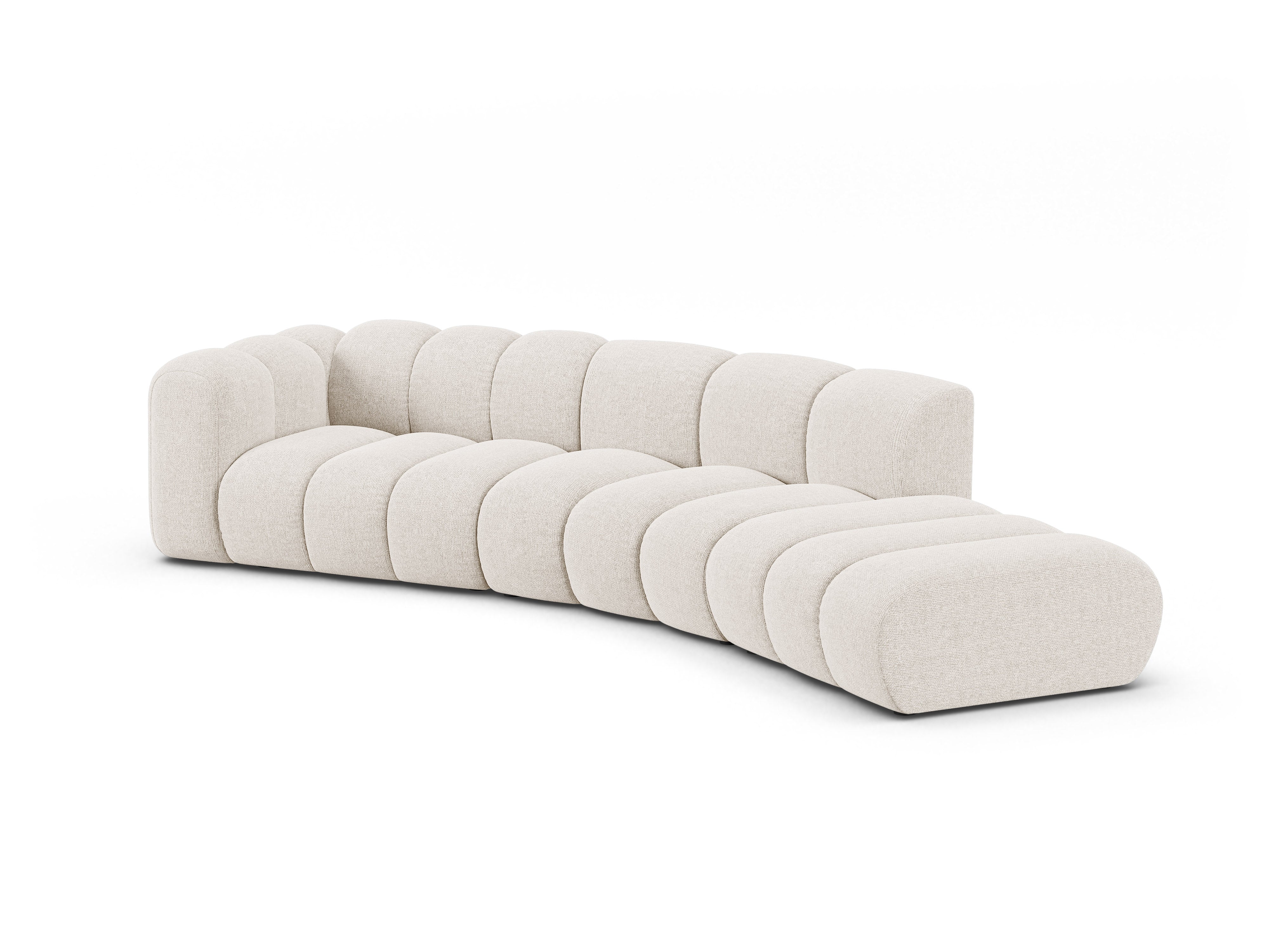 5-seater right-facing LUPINE sofa in light beige chenille