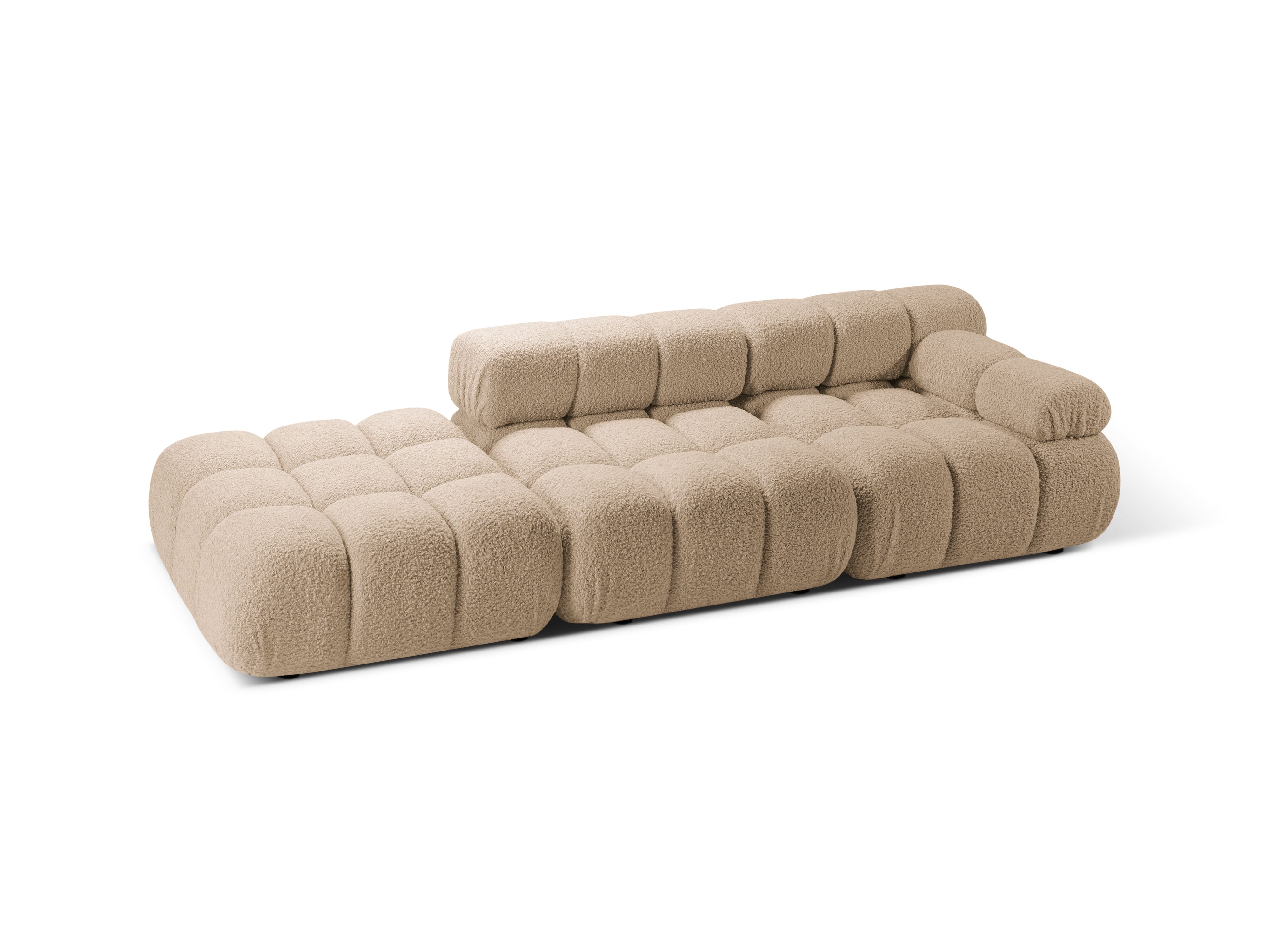 Modulární otevřená levostranná pohovka BELLIS v pískovém bouclé.