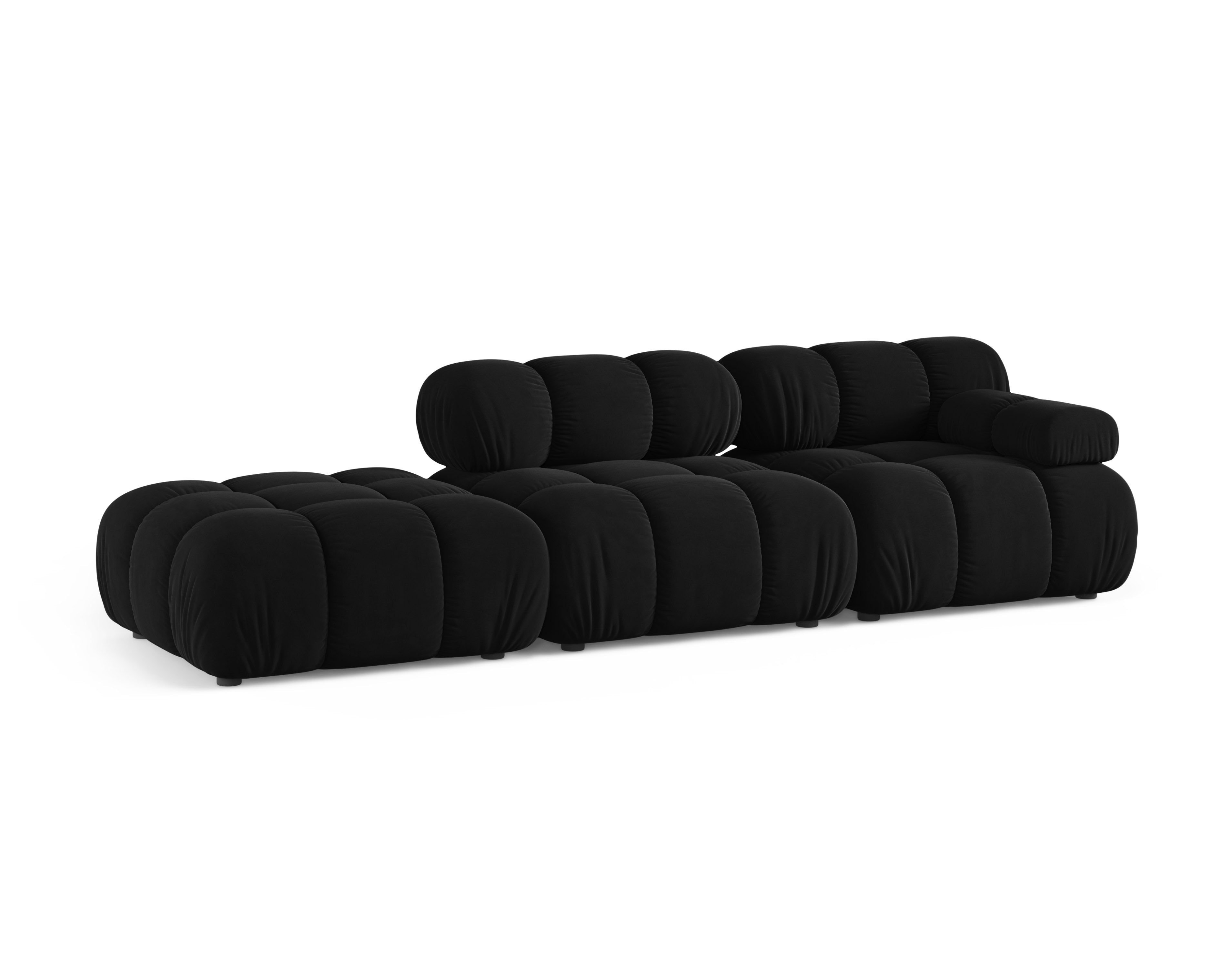 Sofa modulární sametová otevřená levostranná BELLIS černá