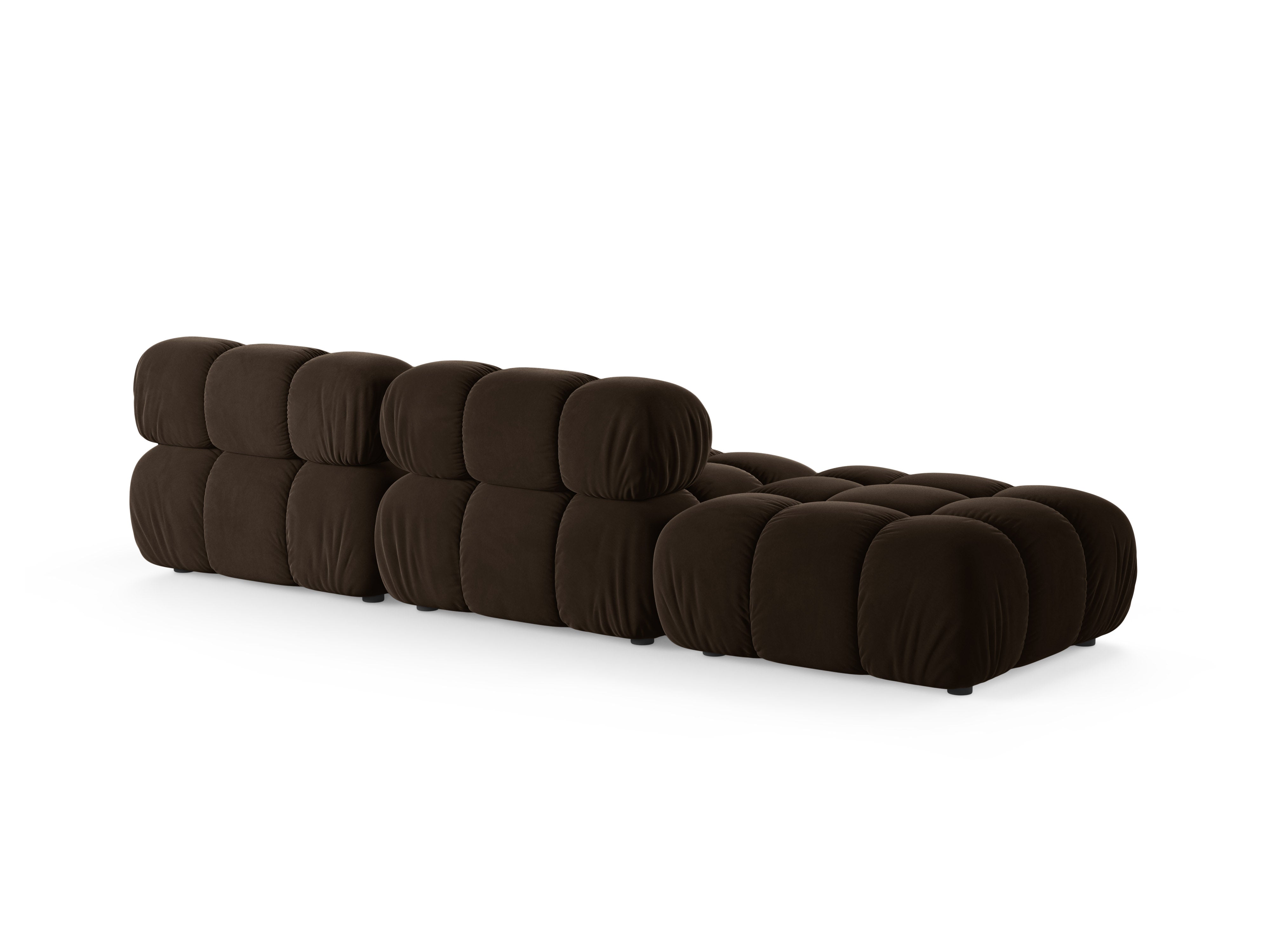 Sofa modulární sametová otevřená levostranná BELLIS čokoládová