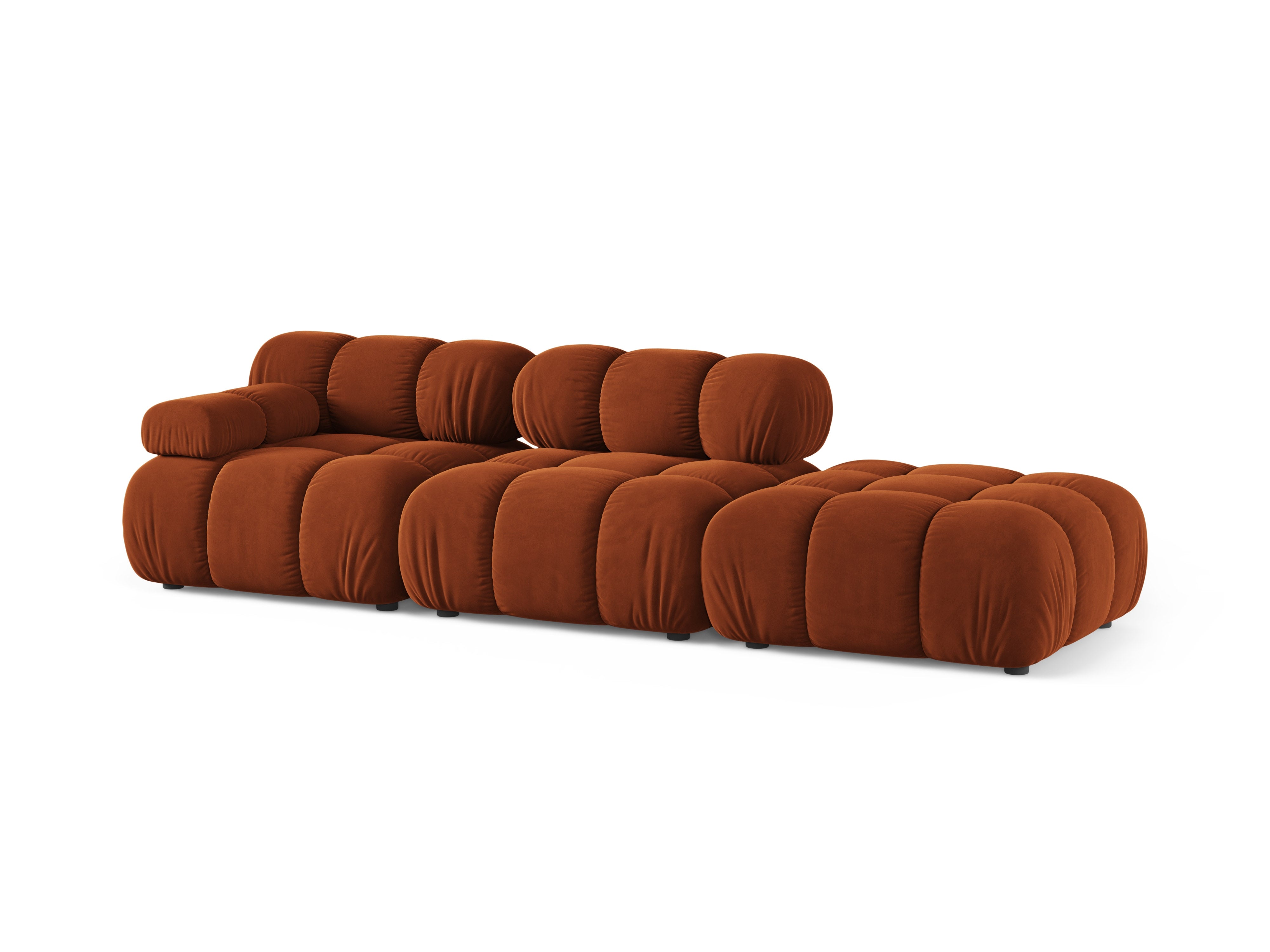 Sofa modulární sametová otevřená pravostranná BELLIS cihlová
